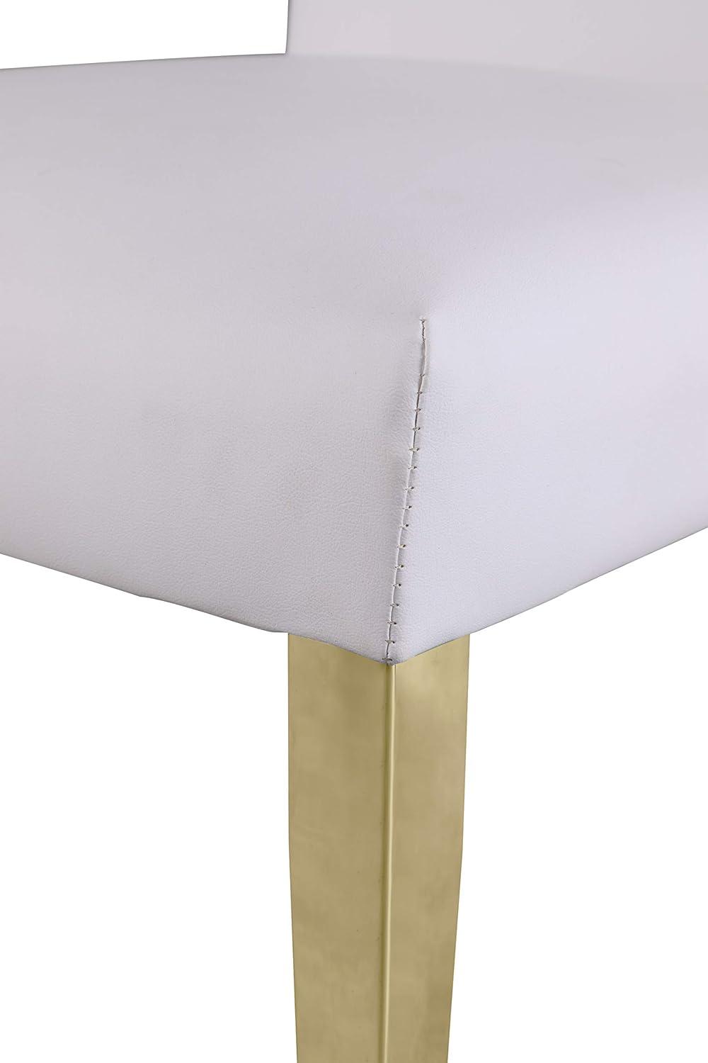 Elegant Porsha White Faux Leather & Gold Leg Dining Chairs (Set of 2)