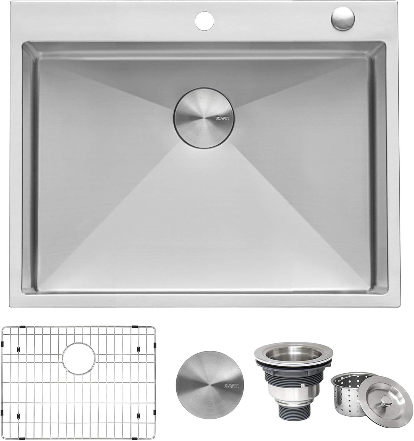 Ruvati 28-inch Drop-in Topmount 16 Gauge Stainless Steel Rounded Corners Kitchen Sink Single Bowl