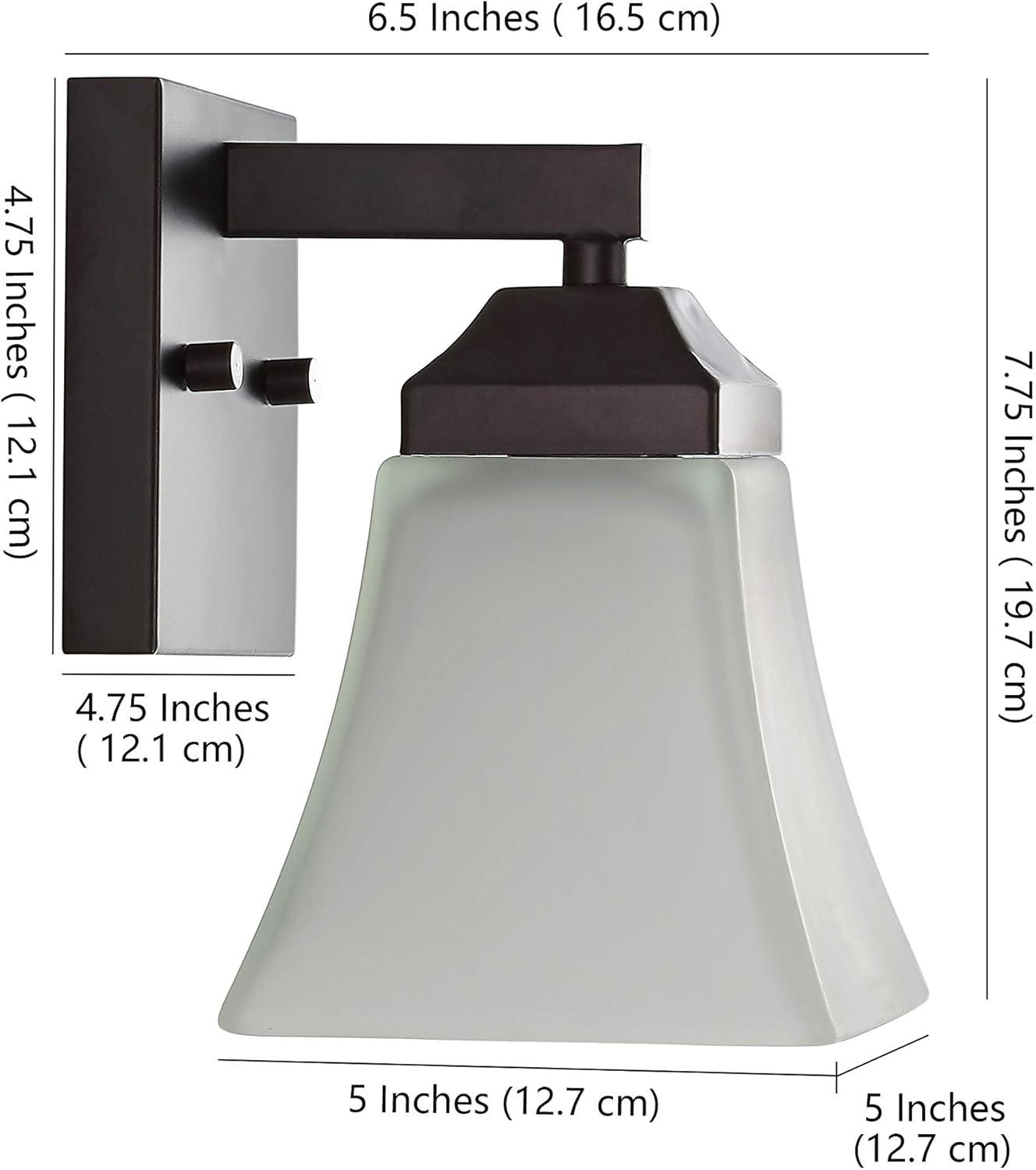 JONATHAN Y Staunton 1-Light Iron/Glass Modern Cottage LED Vanity Light