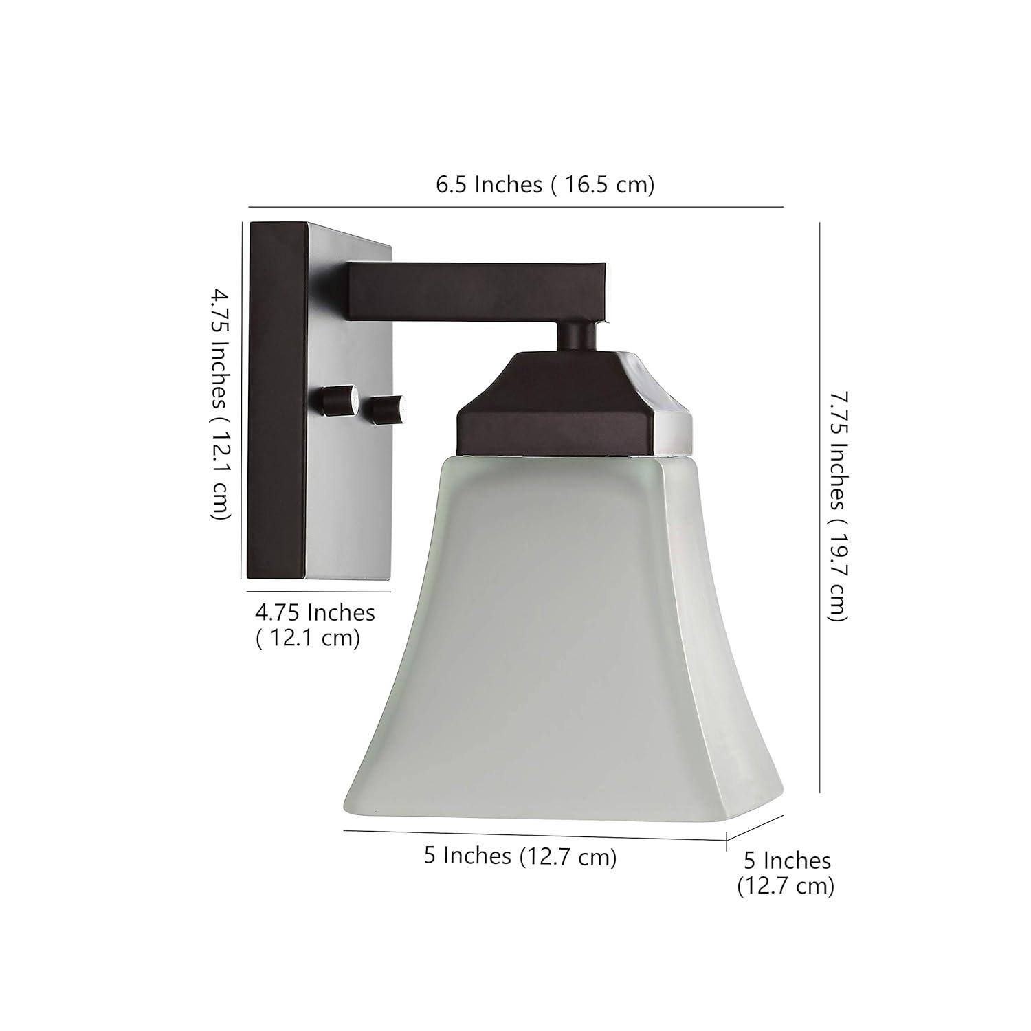 JONATHAN Y Staunton 5" 1-Light Iron/Glass Modern Cottage LED Vanity Light, Oil Rubbed Bronze