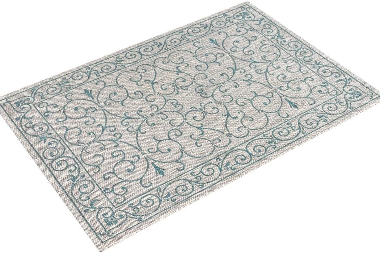 Charleston Vintage Filigree Textured Weave Indoor/Outdoor Area Rug  - JONATHAN Y