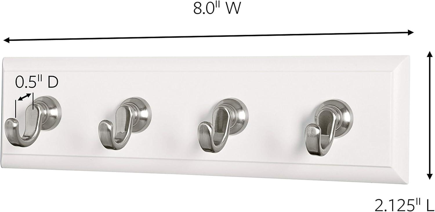 Command 6 Strips Quartz Key Decorative Hook Rack: Wall Mounted Off-White Plastic Hat Rack with 4 Hooks