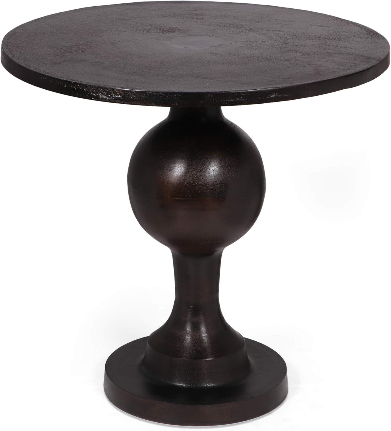 Vintage Raw Bronze Aluminum Round Pedestal Dining Table