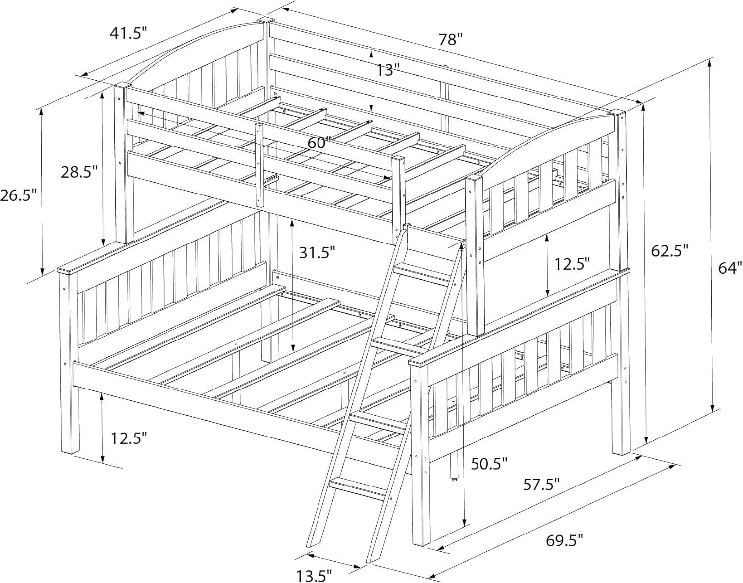 Espresso Twin Over Full Wood Bunk Bed with Drawers and Slats