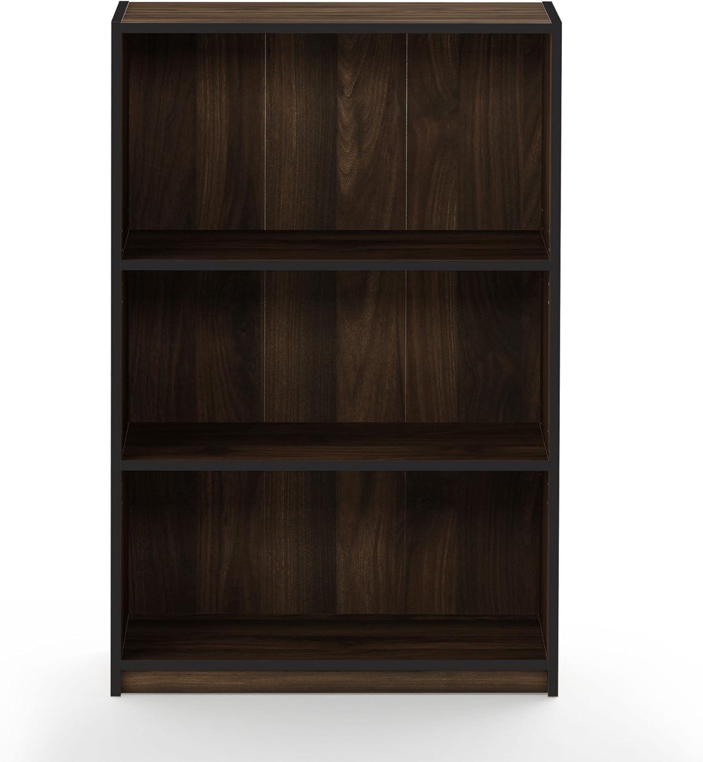 Furinno JAYA Simple Home 3-Tier Adjustable Shelf Bookcase, Columbia Walnut