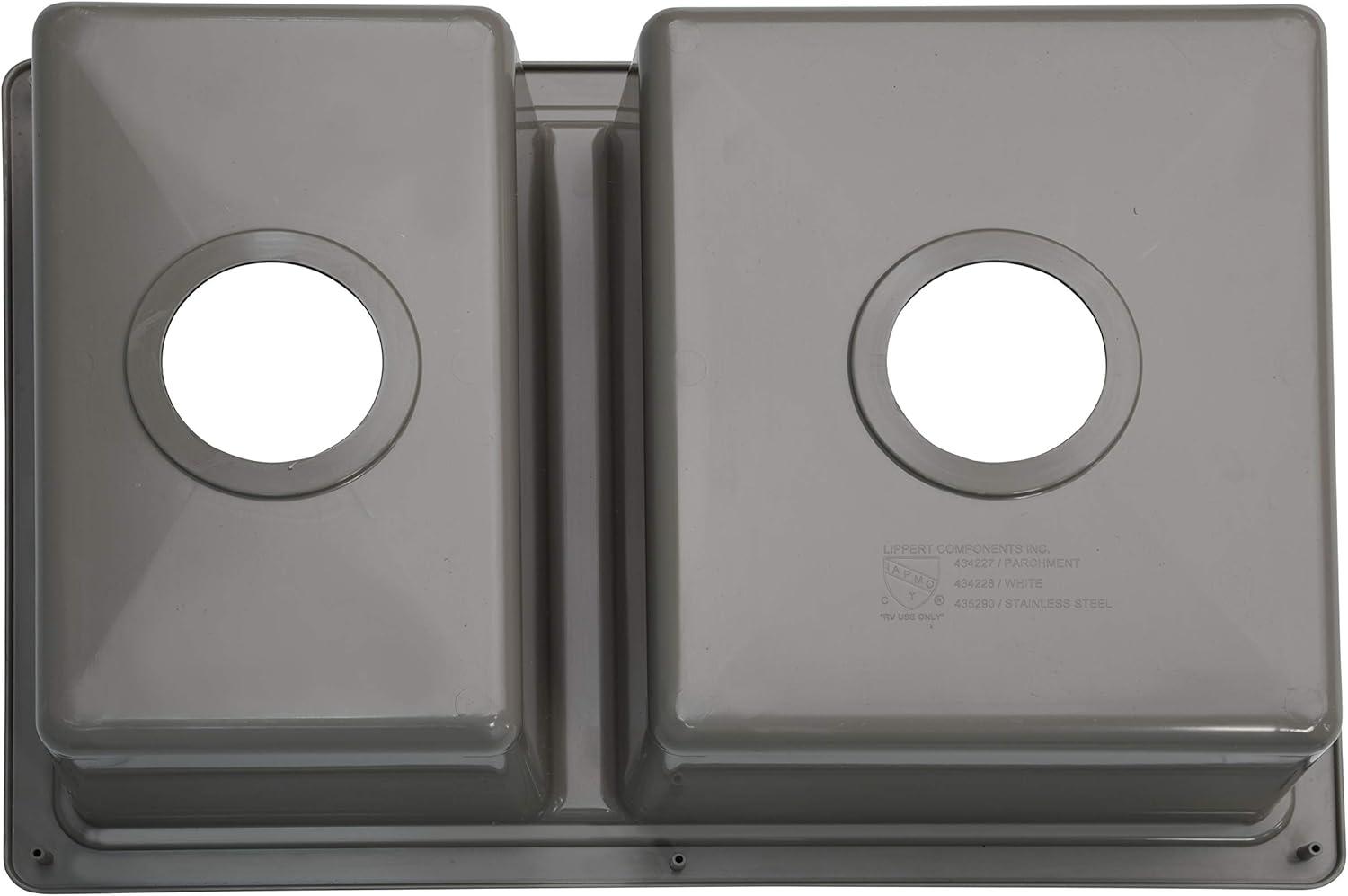 25" x 17" Silver Stainless Steel Double Bowl RV Sink