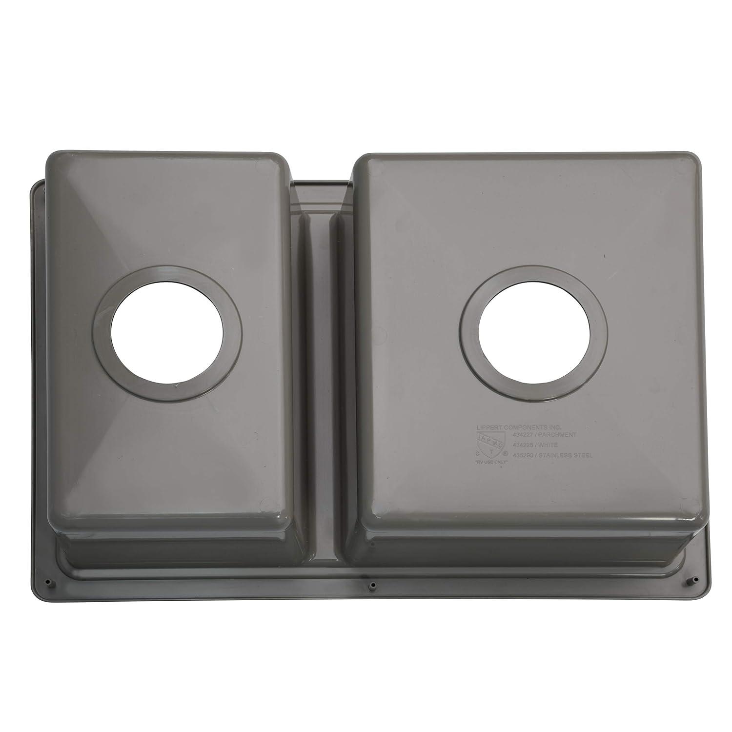 25" x 17" Silver Stainless Steel Double Bowl RV Sink