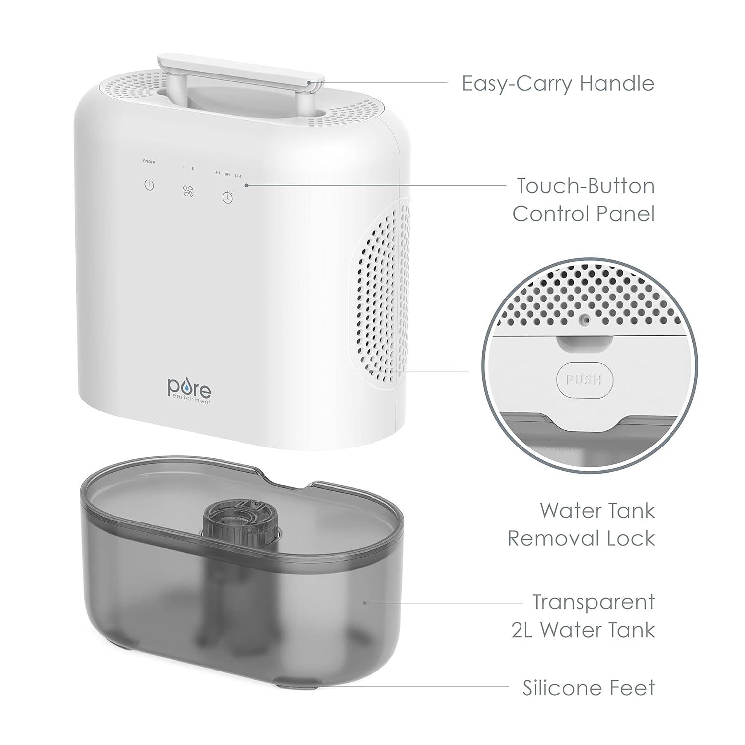 Pure Enrichment Pure Dry Elite Dehumidifier White: Small Room & Bathroom, 20 Oz/Day, Auto Shut-Off, 100-300 Sq. Ft.