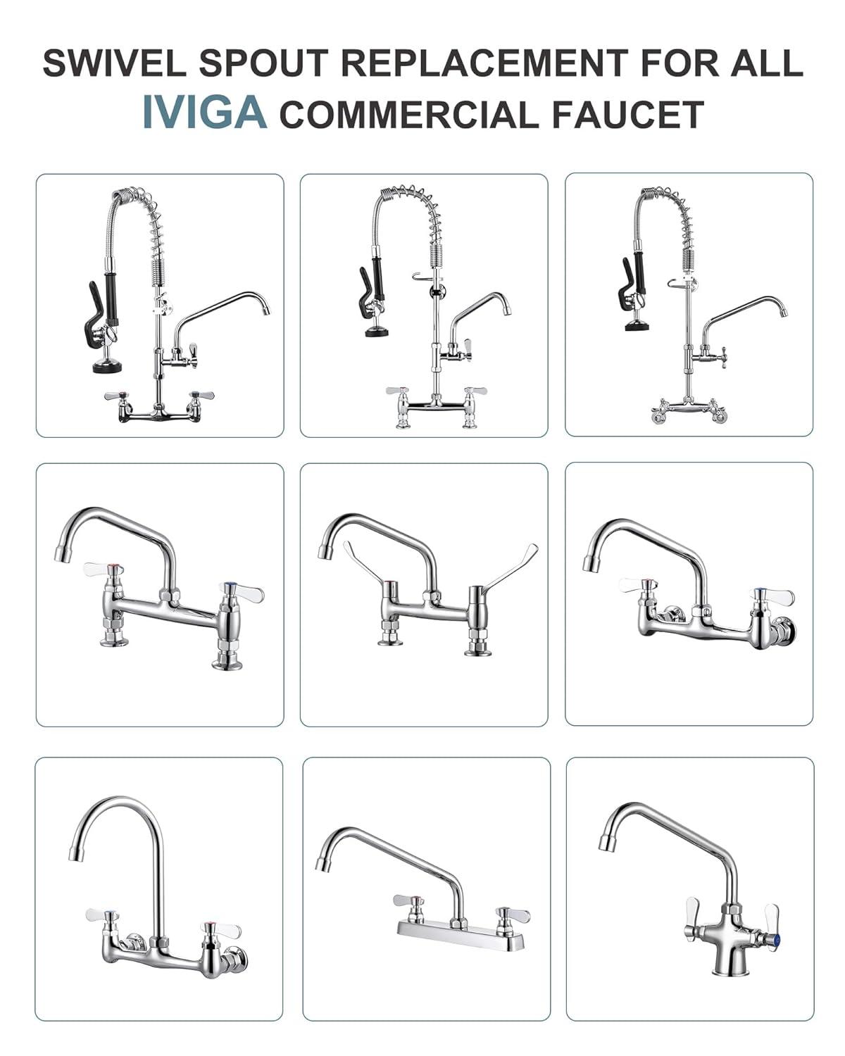 8" Faucet Swing Spout Replacement In Polished Chrome-G3/4 Internal Thread