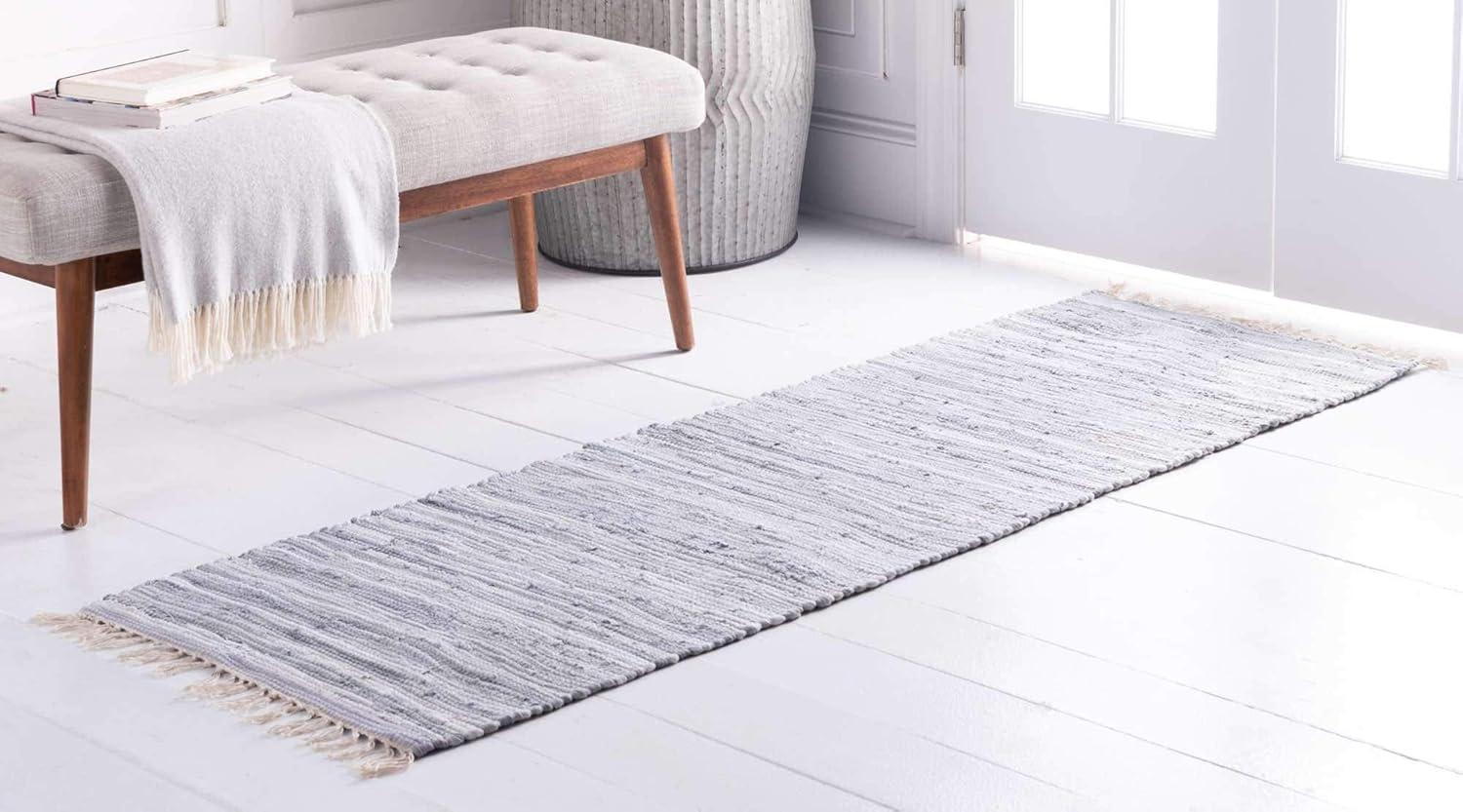 Unique Loom Chindi Cotton Striped Geometric Indoor Hand Made Fringe Area Rug