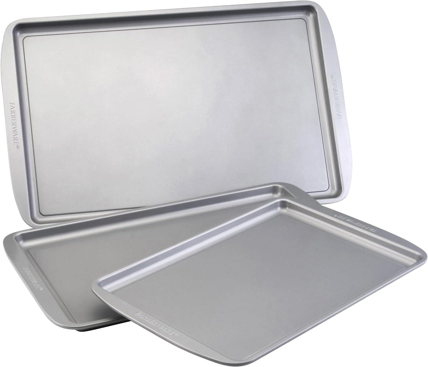 Farberware Gray Nonstick Aluminum 3-Piece Cookie Pan Set