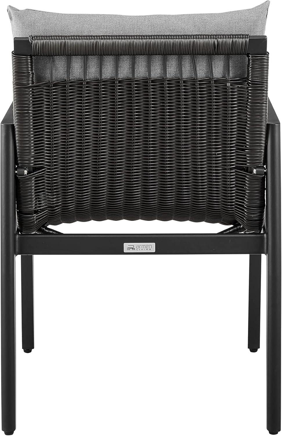 Armen Living Armen Living Grand 19" Metal & Fabric Dining Chair in Black/Dark Gray (Set of 2)