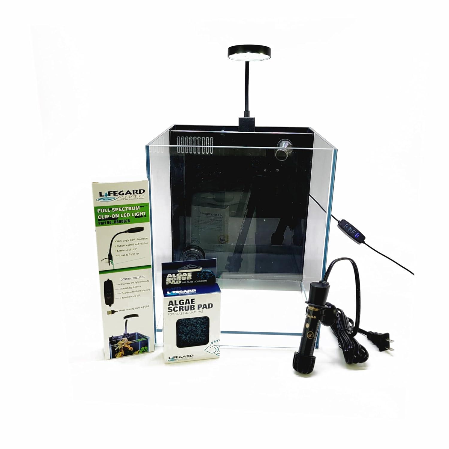 Lifegard Low Iron Ultra Clear Crystal Aquarium with Built in Filter ��������������������������� Rimless Glass, Beveled Edge, Elevated Style ��������������������������� Direct Jet Flow ��������������������������� 8.3 GPH