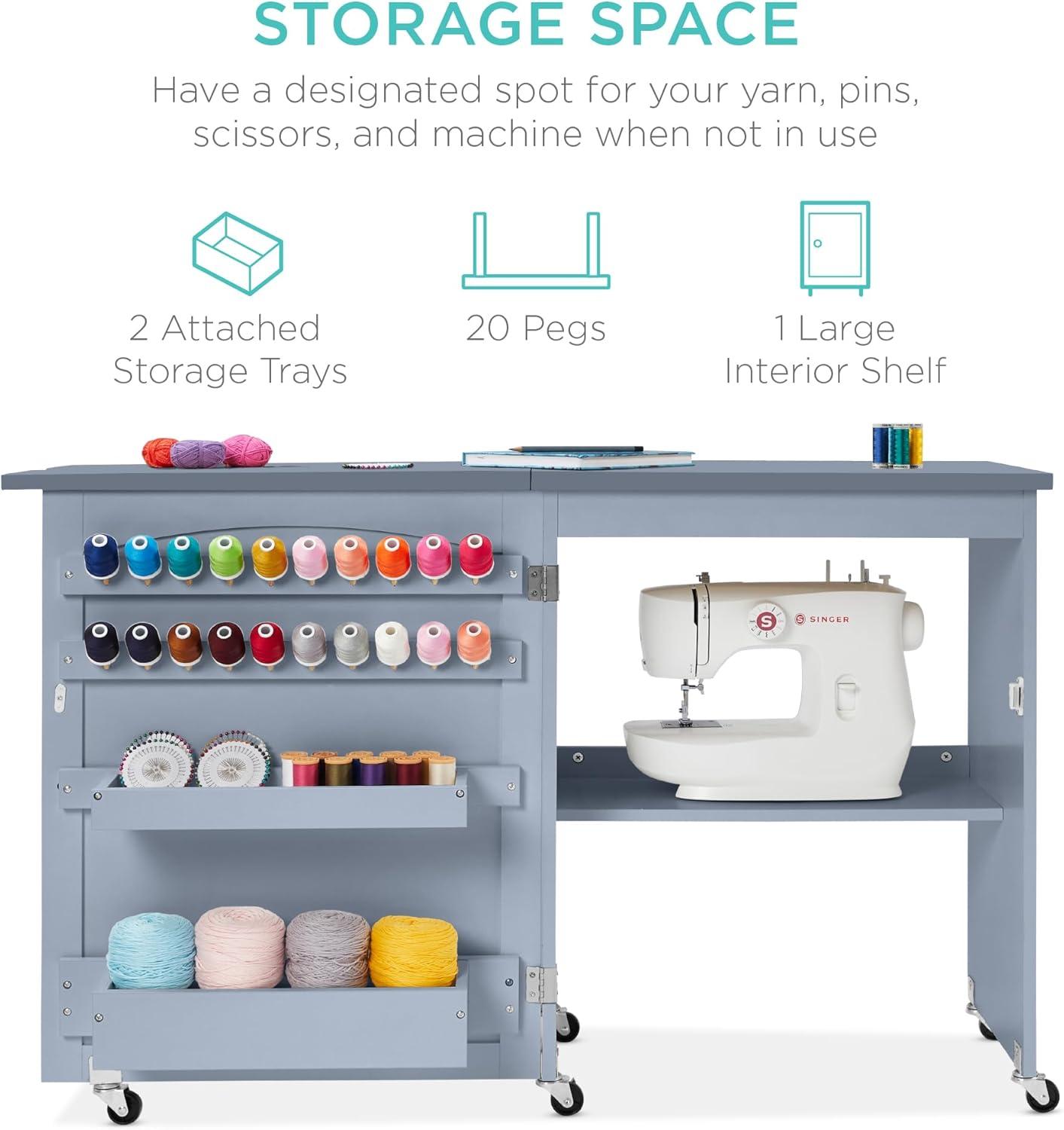 Best Choice Products Sewing Machine Table & Desk w/ Craft Storage and Trays