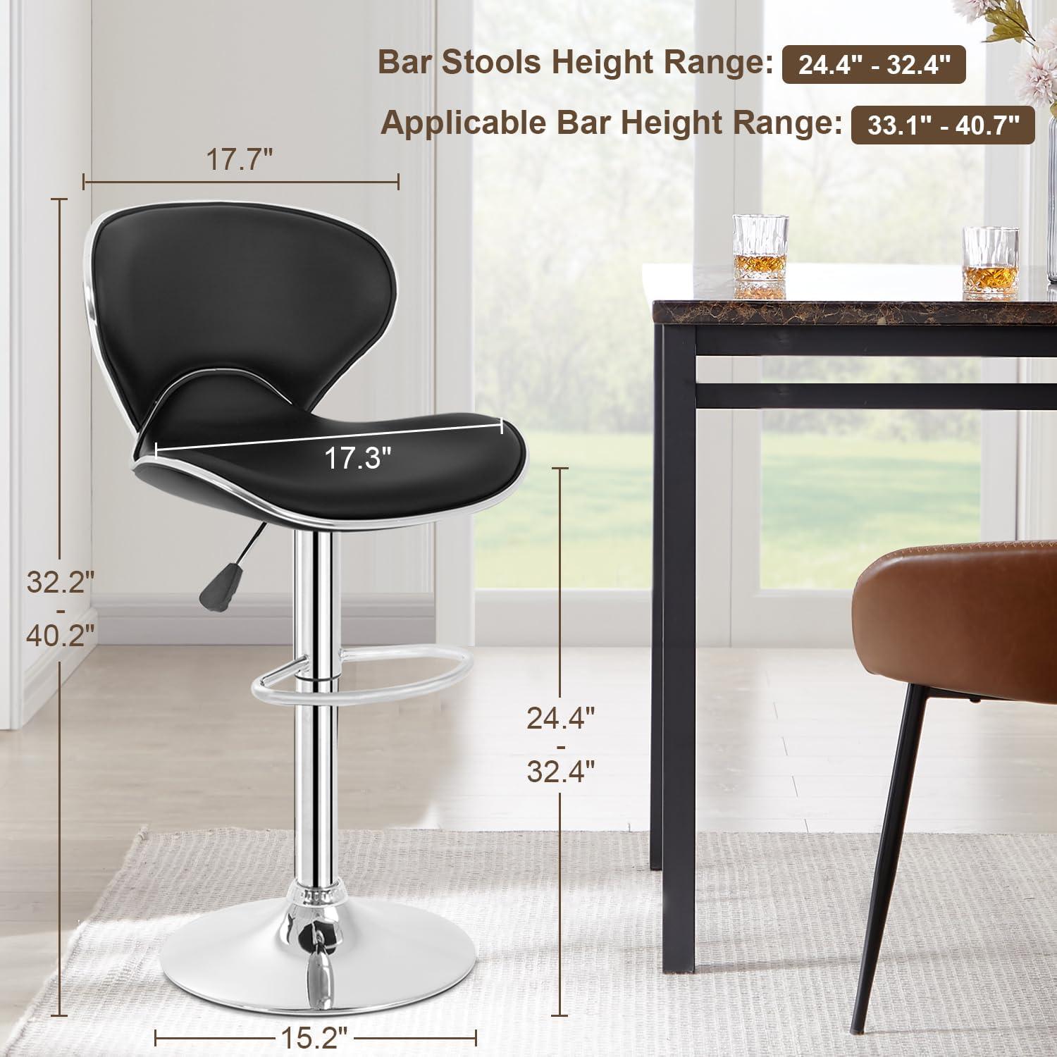 YRLLENSDAN Bar Stools Set of 2, Adjustable Bar Stool with Back Kitchen Bar Stools Swivel Bar Stools for Kitchen Island Counter Island Stool, Brown