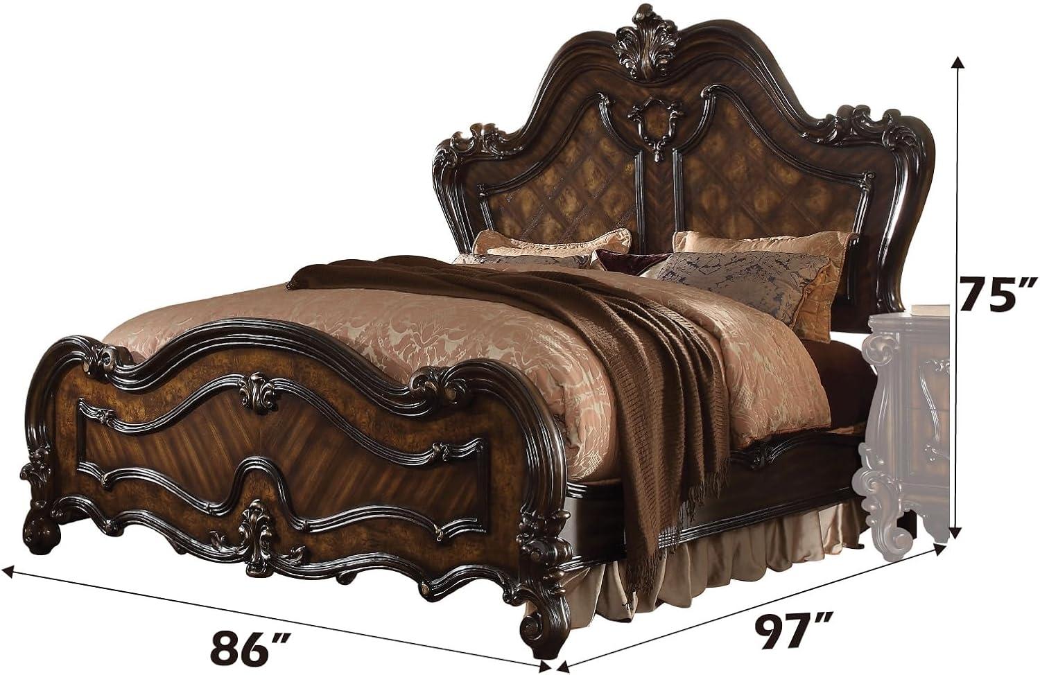 ACME Versailles California King Wooden Panel Bed in Cherry Oak