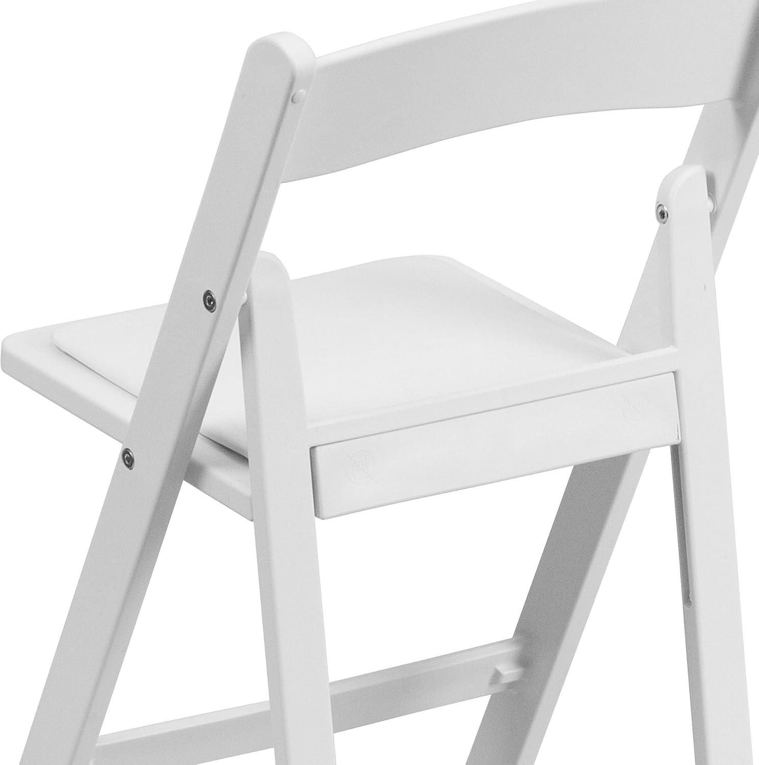 Kids White Resin Folding Chair with Vinyl Padded Seat