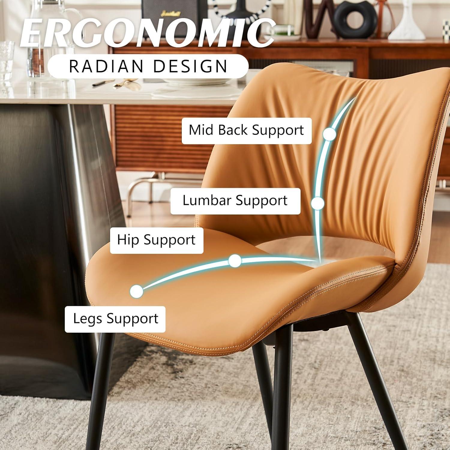 Mackensie Upholstered Dining Chairs Faux Leather Kitchen Chairs with Metal Legs