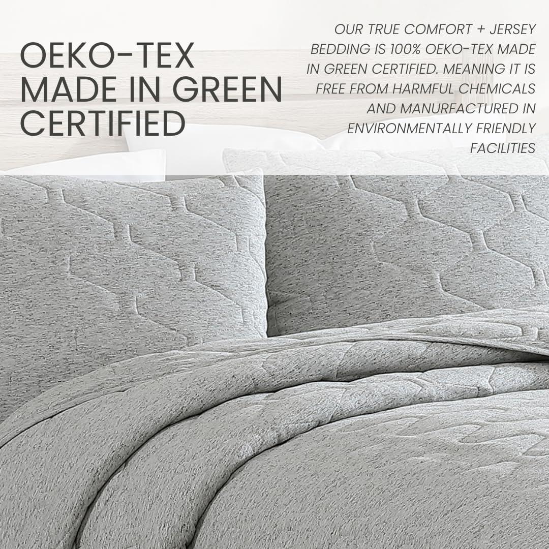 Jersey Gray Cotton Blend 3 Piece Quilt Set