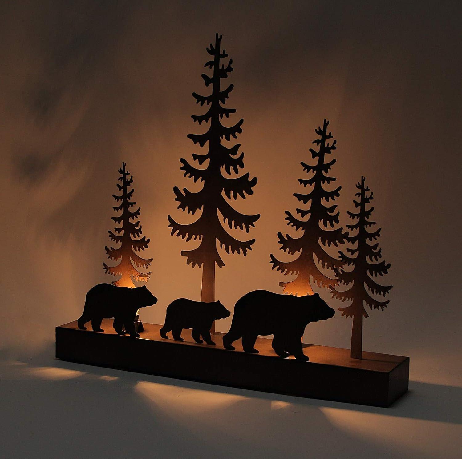 Metal Bears Forest Silhouette Night Light