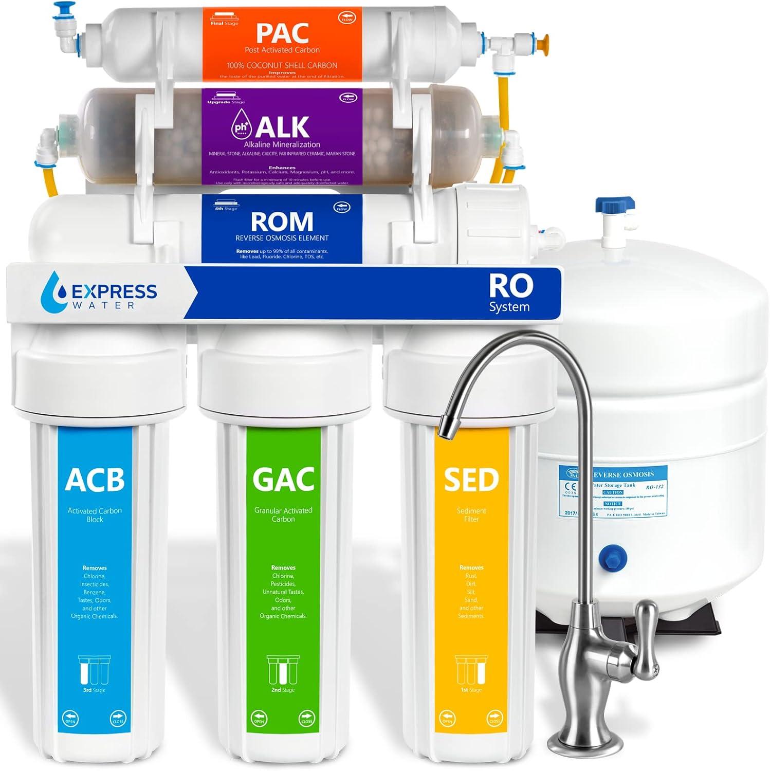 Express Water 10-Stage 50 GPD Alkaline RO Under-Sink Filtration System