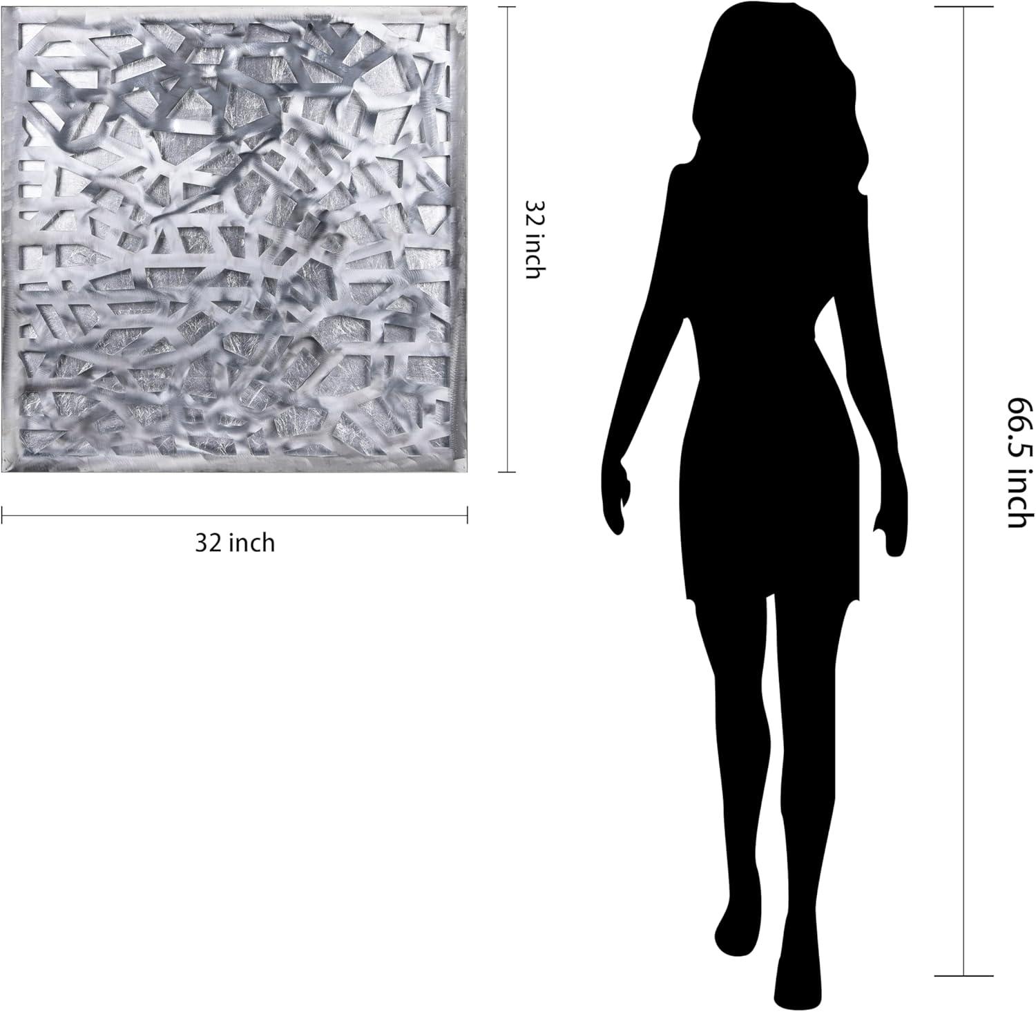 Empire Art Direct PSL-19309-3232 'Silver Enigma' Polished Steel Silver Leaf 3D Abstract Metal Wall Art