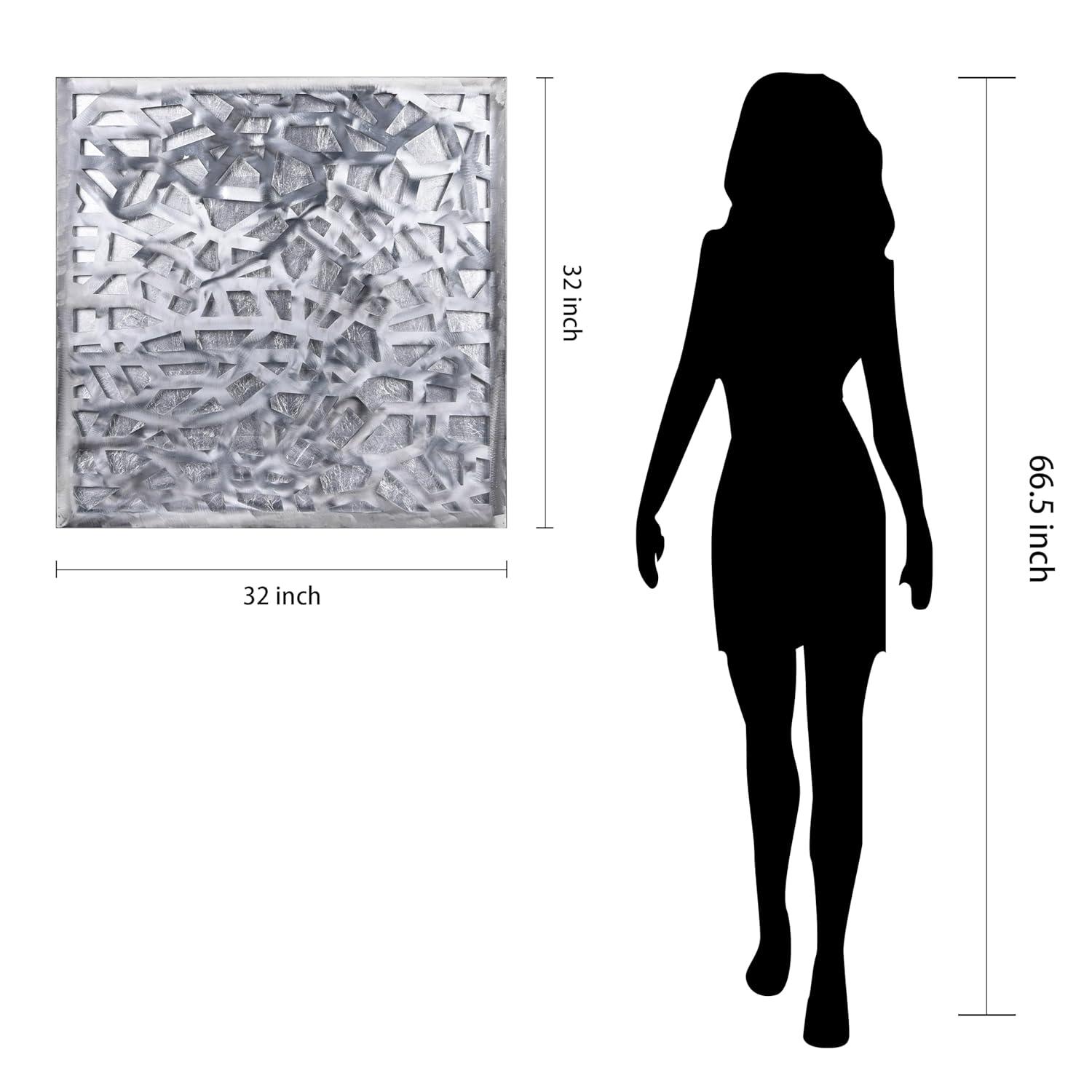 Empire Art Direct PSL-19309-3232 'Silver Enigma' Polished Steel Silver Leaf 3D Abstract Metal Wall Art