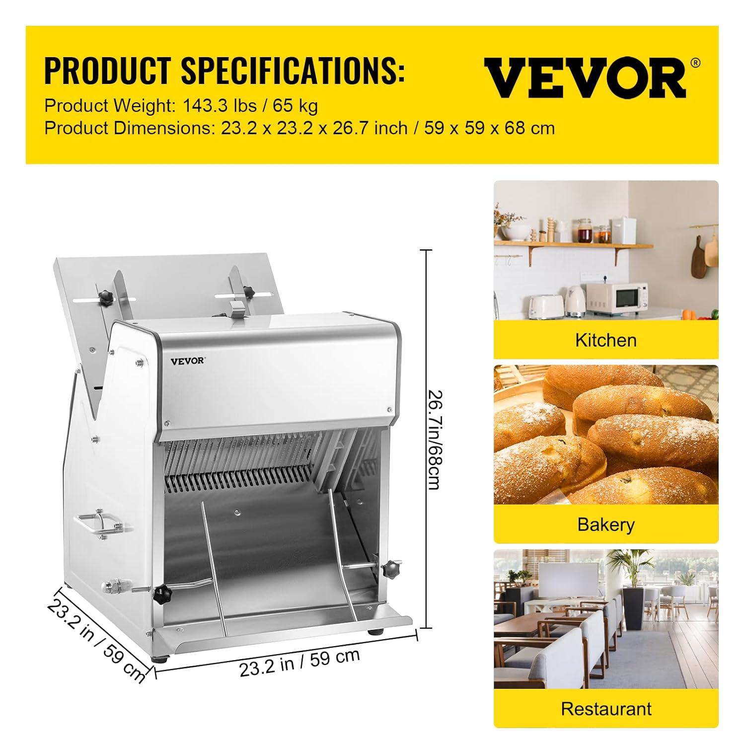 VEVOR Commercial Toast Bread Slicer 12mm Thickness, Electric Bread Cutting Machine 31 Pcs, Commercial Bakery Bread Slicer,110V Toast Cutter Cutting Machine, Bread Cutter for Bread Sheet Cutter Cutting
