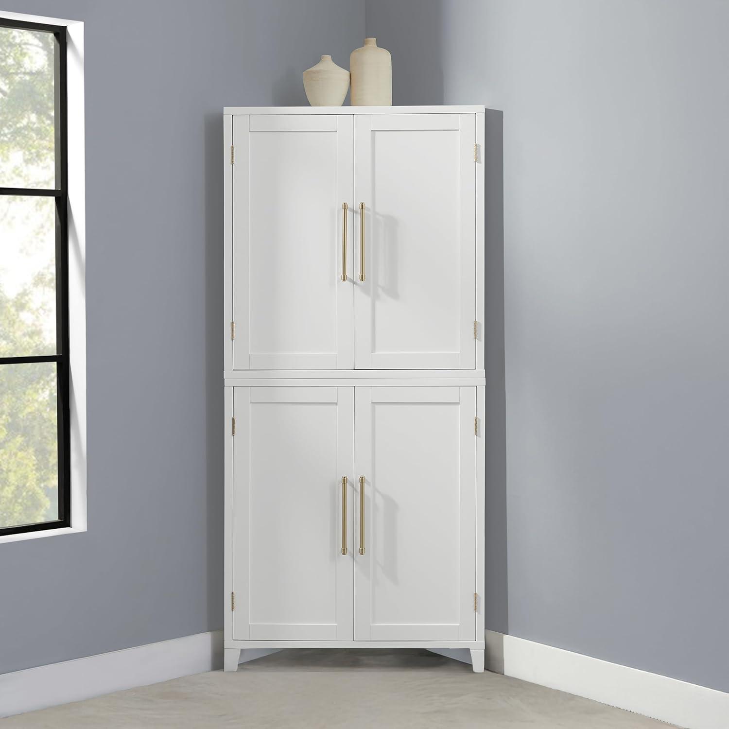 Crosley Furniture Roarke Corner Kitchen Storage Pantry Cabinet