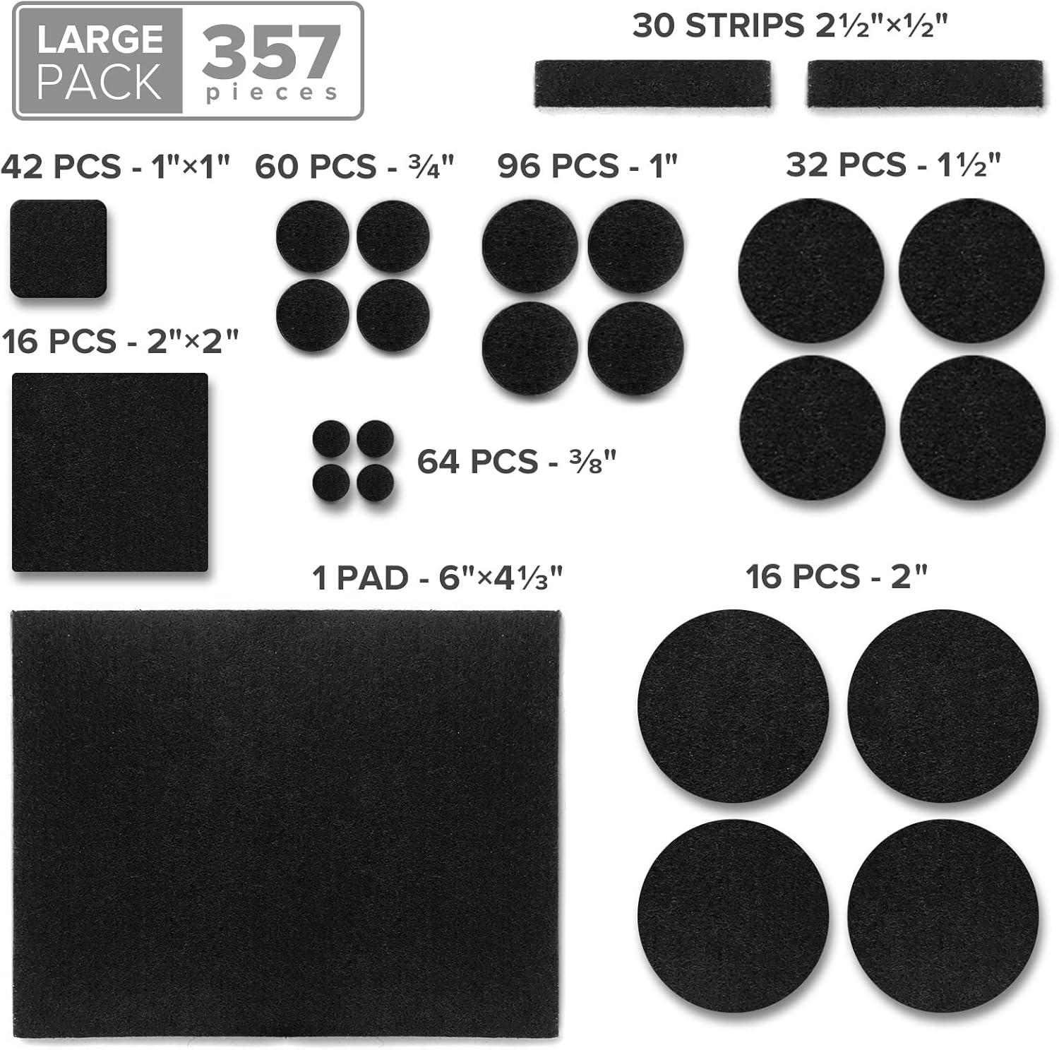 357-Piece Black Felt Heavy Duty Anti-Scratch Furniture Pads Set
