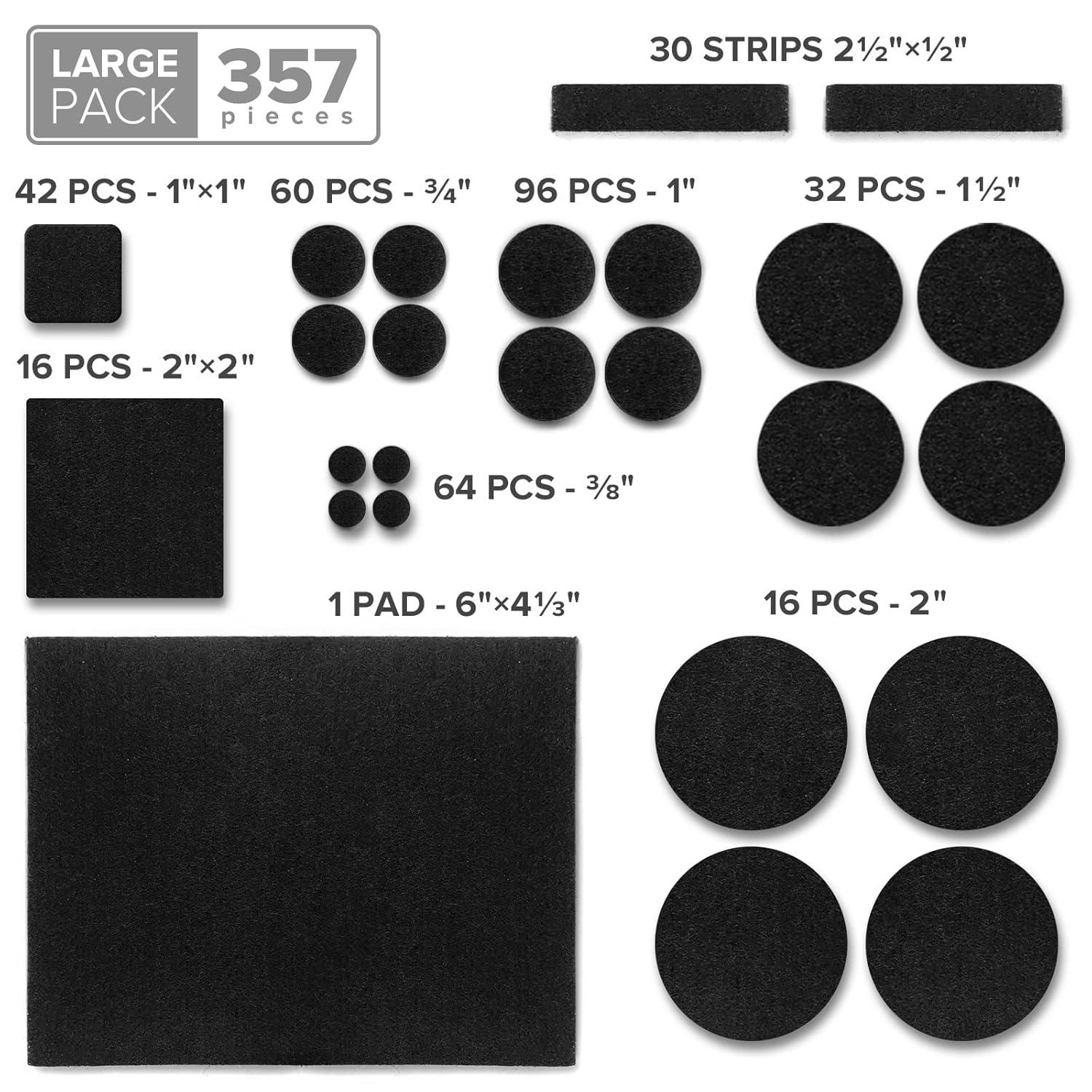357-Piece Black Felt Heavy Duty Anti-Scratch Furniture Pads Set