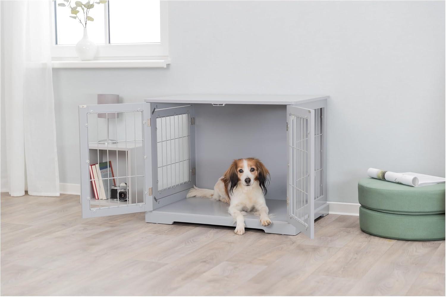 TRIXIE 29.5" Dog Crate, Indoor Crate Table for Dogs Up to 25 lb, Small Dog Kennel, Gray