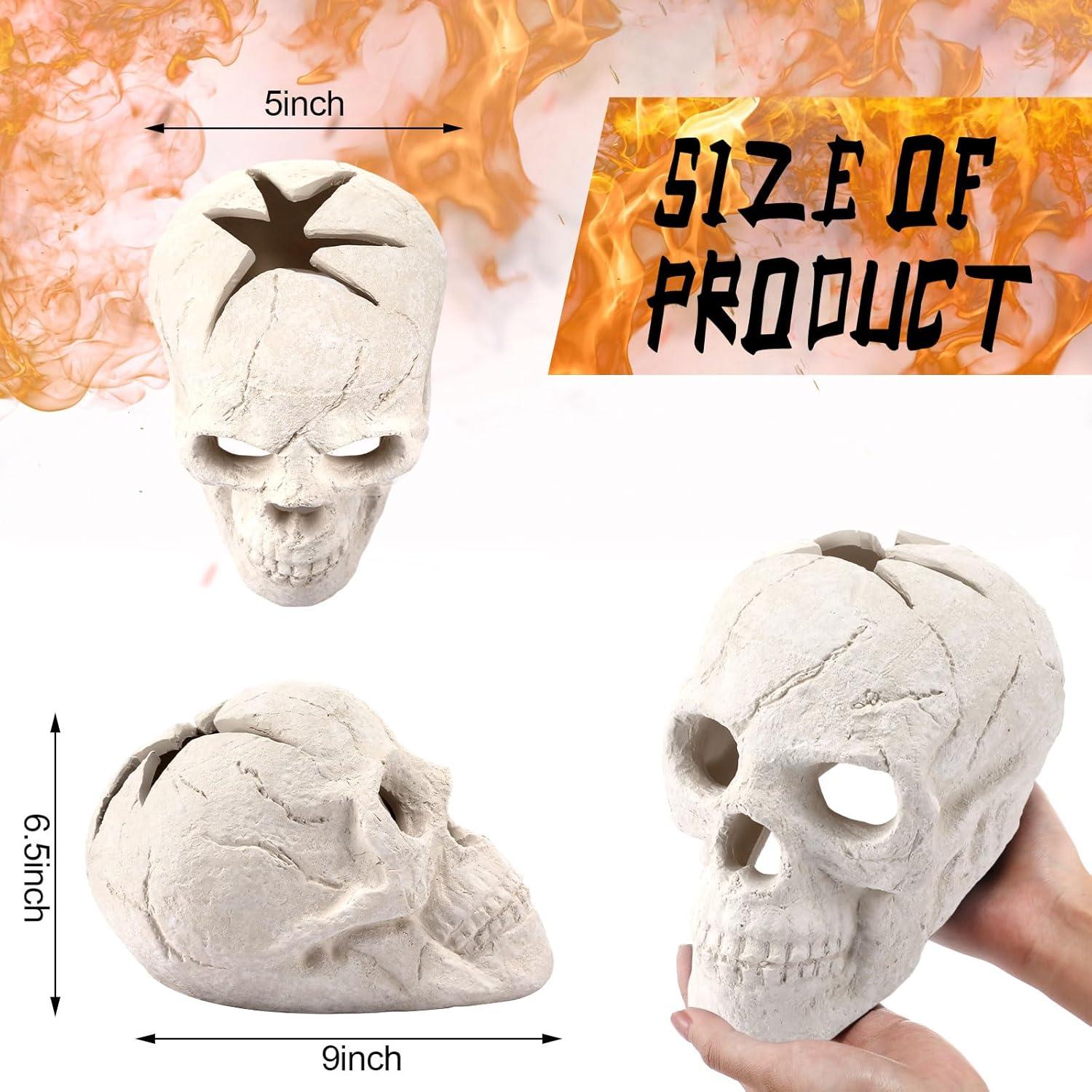 White Ceramic Fireproof Skull Bonfire Accessories, 9 Inch, 6 Pack