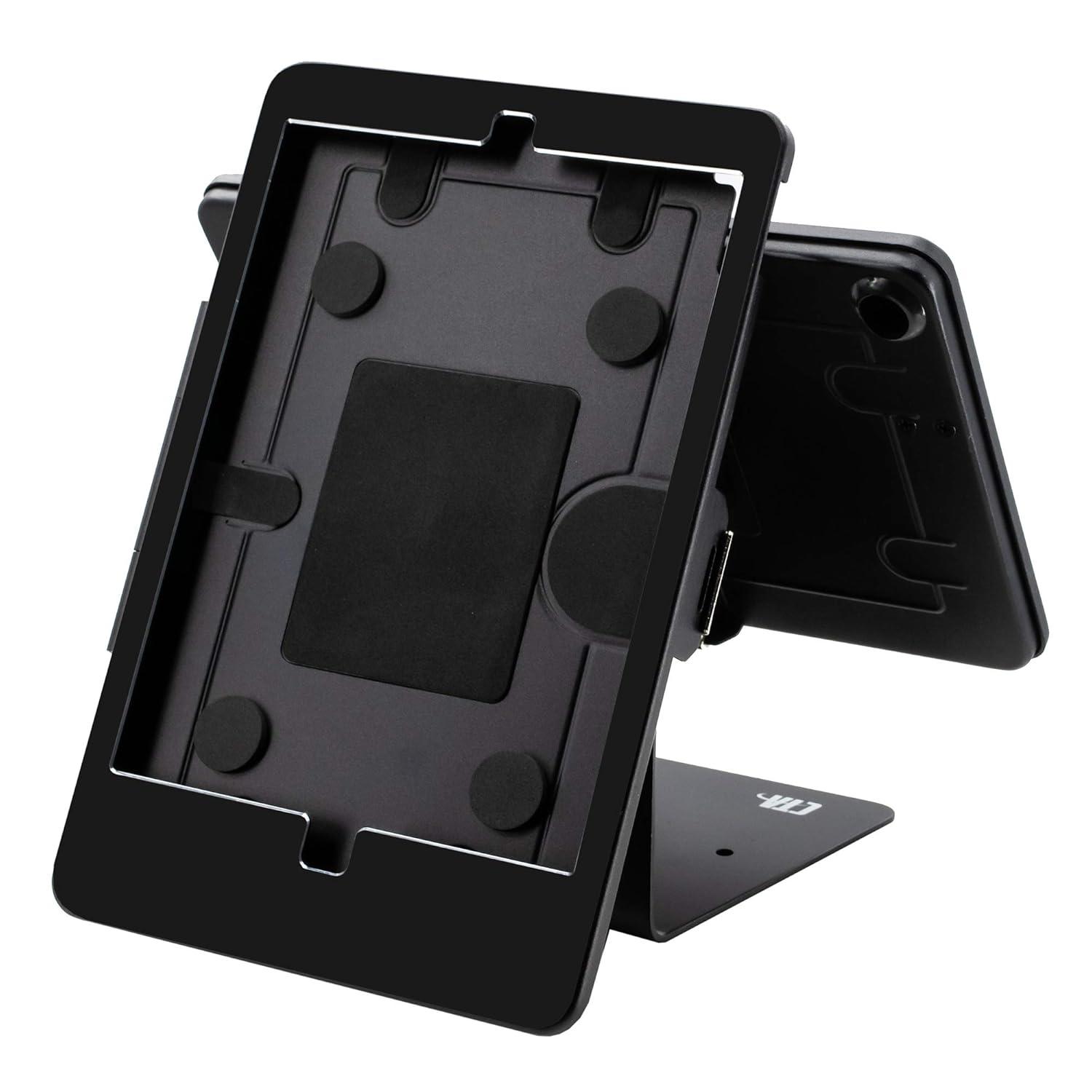 Black Dual Tablet Kiosk Stand with Lockable Enclosures
