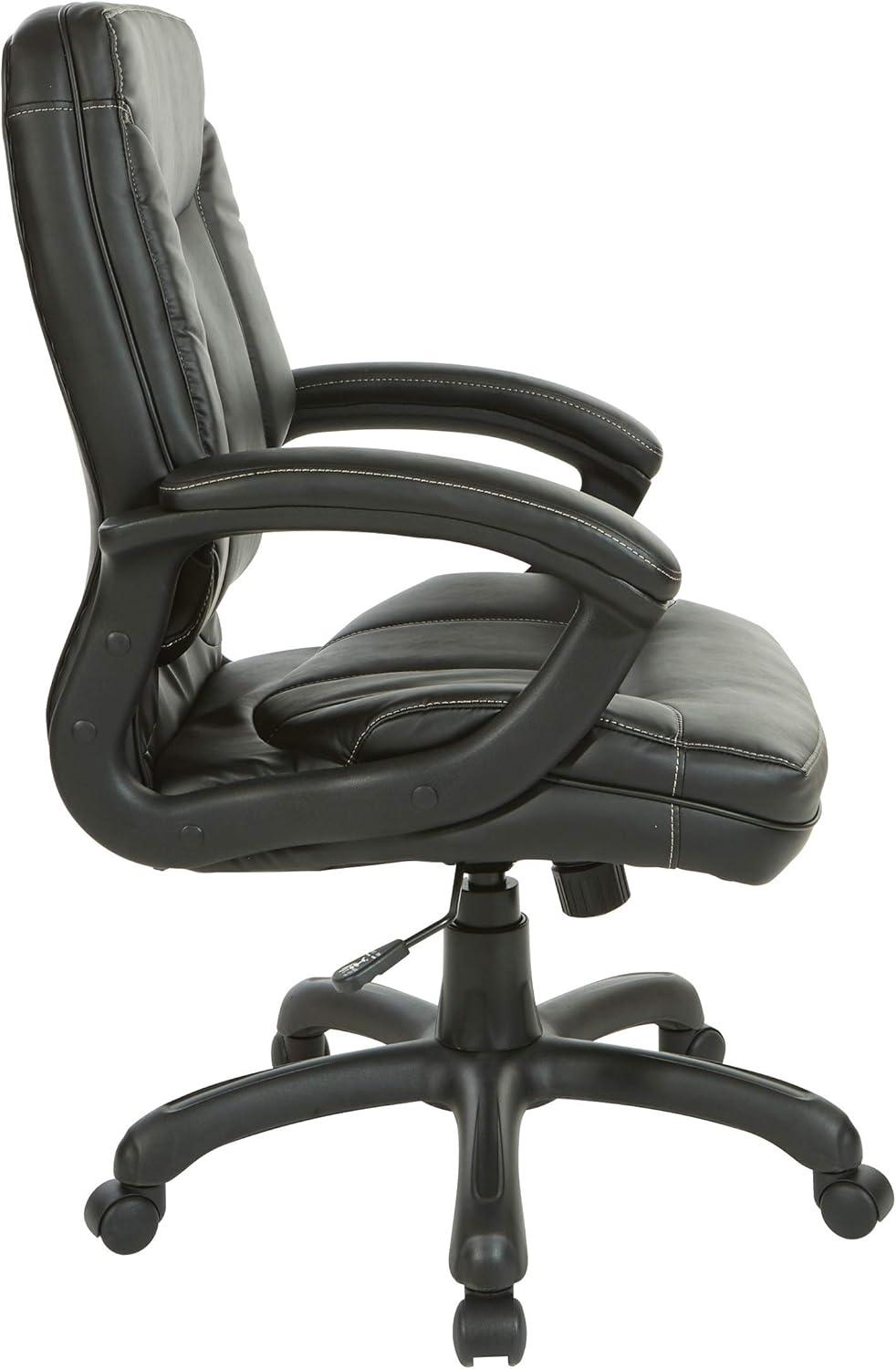 Executive Mid Back Black Faux Leather Chair with Contrast Stitching