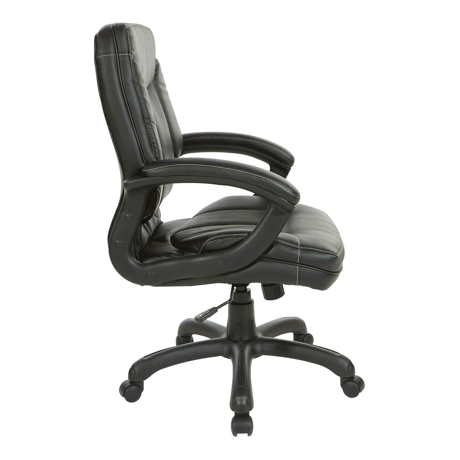 Executive Mid Back Black Faux Leather Chair with Contrast Stitching