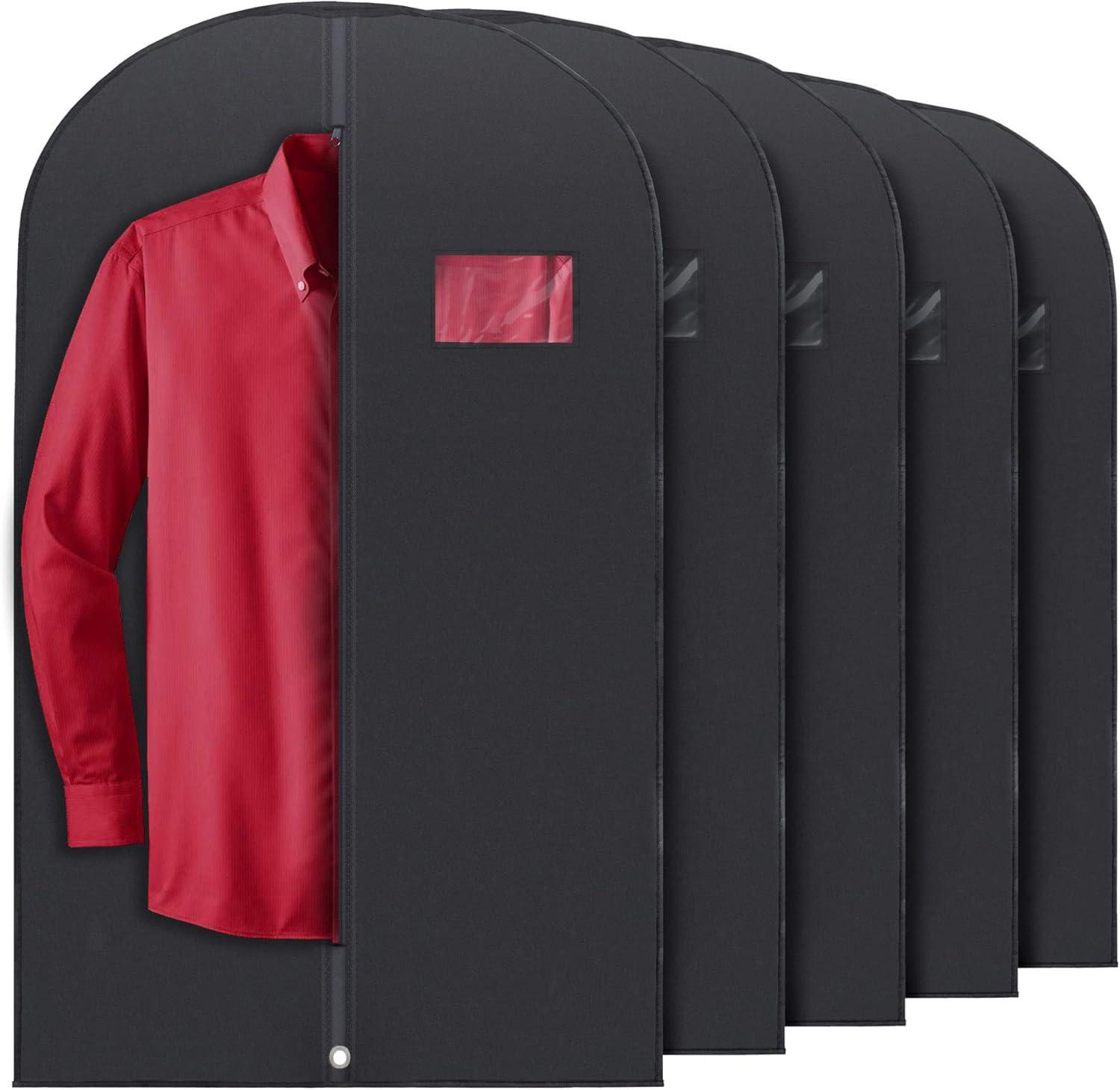 PLX 40" Black Garment Bags Suit Bag for Travel & Clothing Storage of Dresses, Shirts, Fur Coats, Jackets & Costumes - Hanging Closet Garment Protector