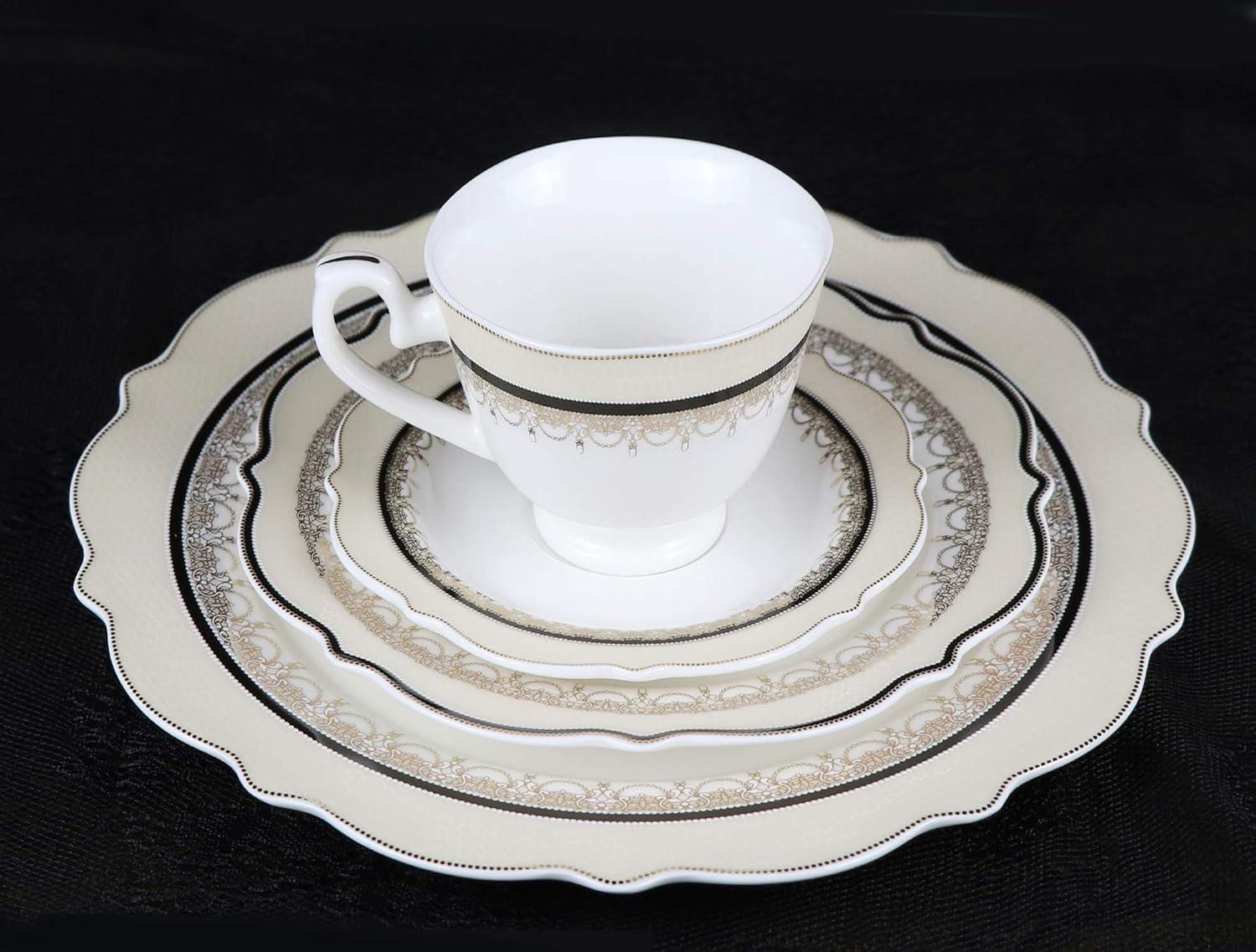 Elisa Glossy White Porcelain Dinnerware Set, Service for 8
