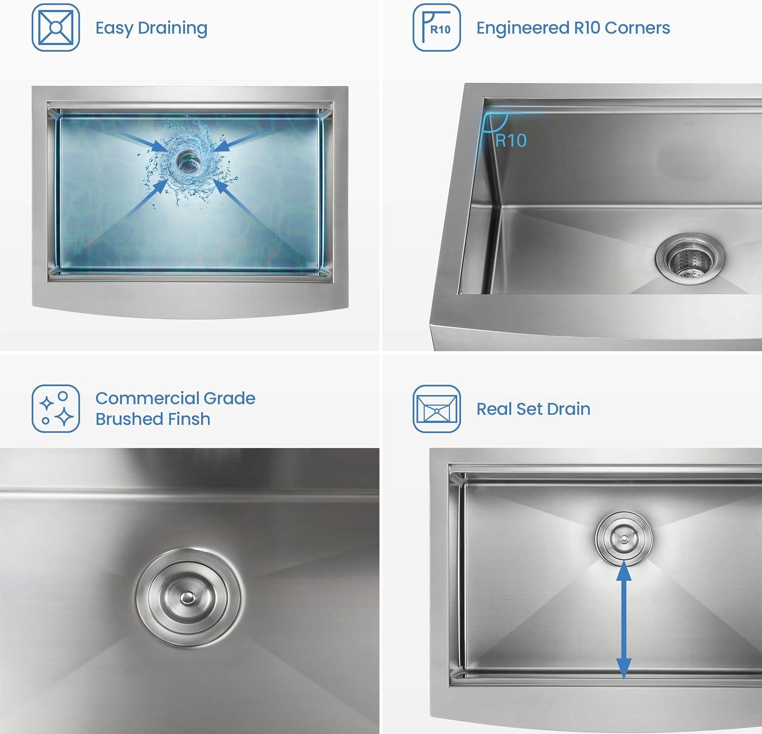 27'' L Farmhouse / Apron Single Bowl Stainless Steel Kitchen Sink
