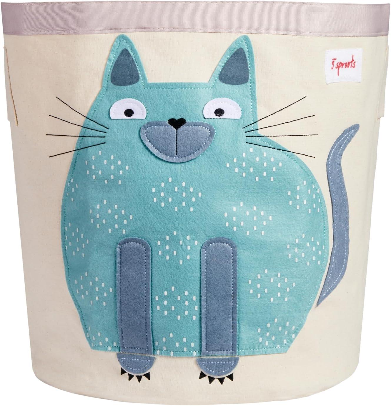 Cat Canvas Collapsible Toy and Laundry Basket for Kids