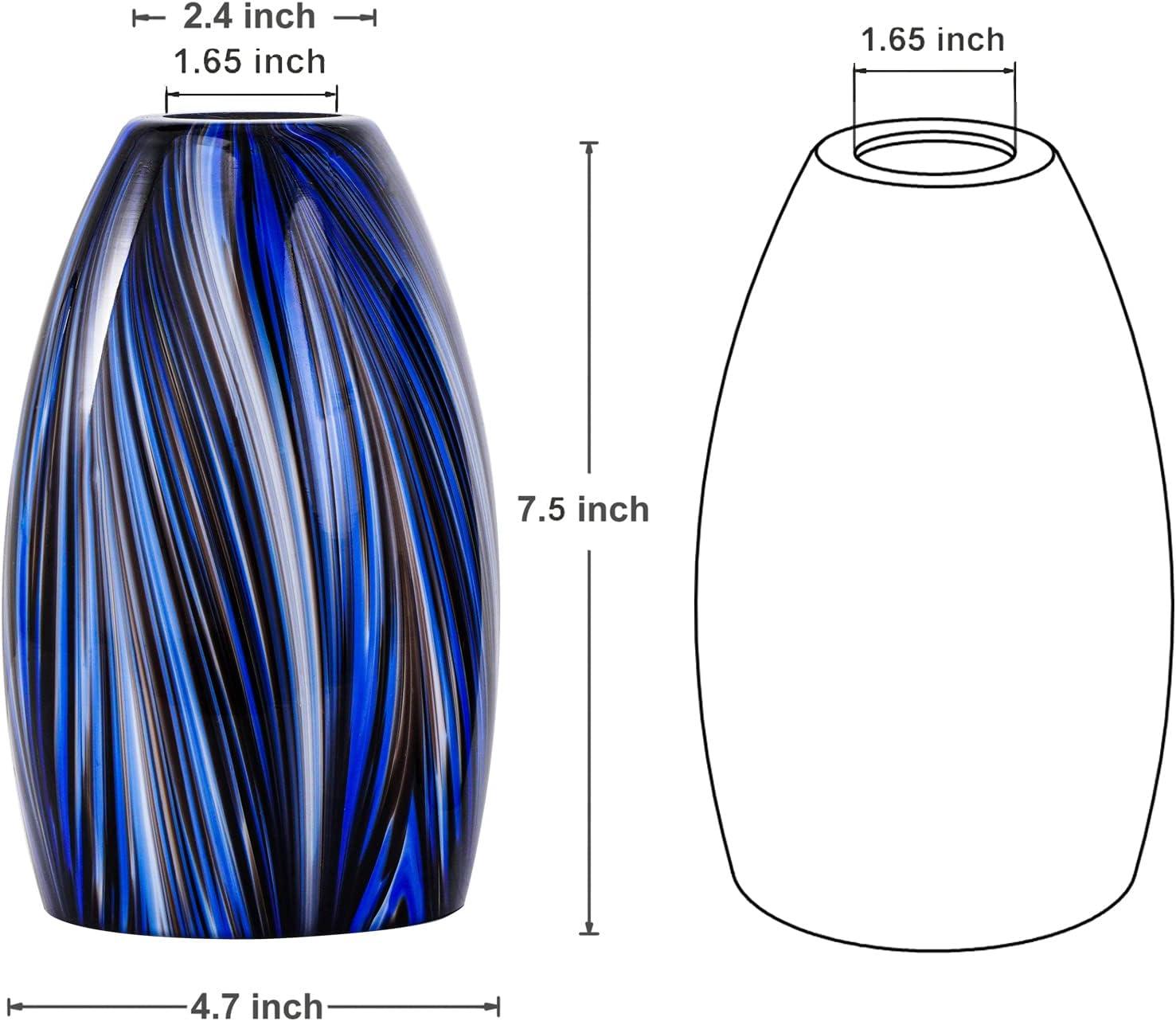 Oval Glass Lamp Shade Only Art Glass Lamp Covers Light Fixture Replacement for Kitchen Island Mini pendant Ceiling Lights Chandelier Hand Blown Glass Shade Replacement (Brown and Blue）