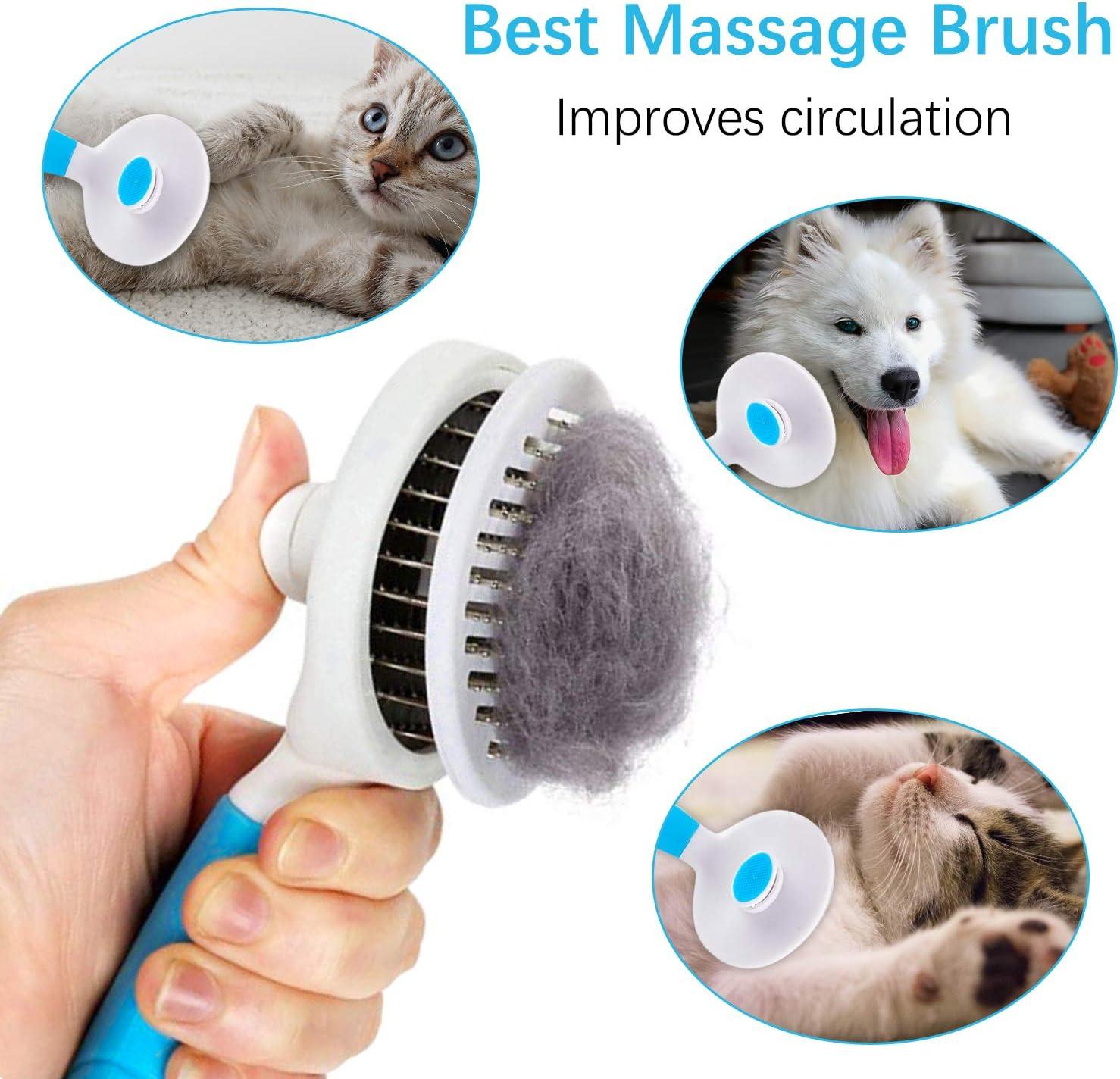 Cat Grooming Brush, Self Cleaning Slicker Brushes for Dogs Cats Pet Grooming Brush Tool Gently Removes Loose Undercoat, Mats Tangled Hair Slicker Brush for Pets Massage-Self Cleaning-Upgraded C42