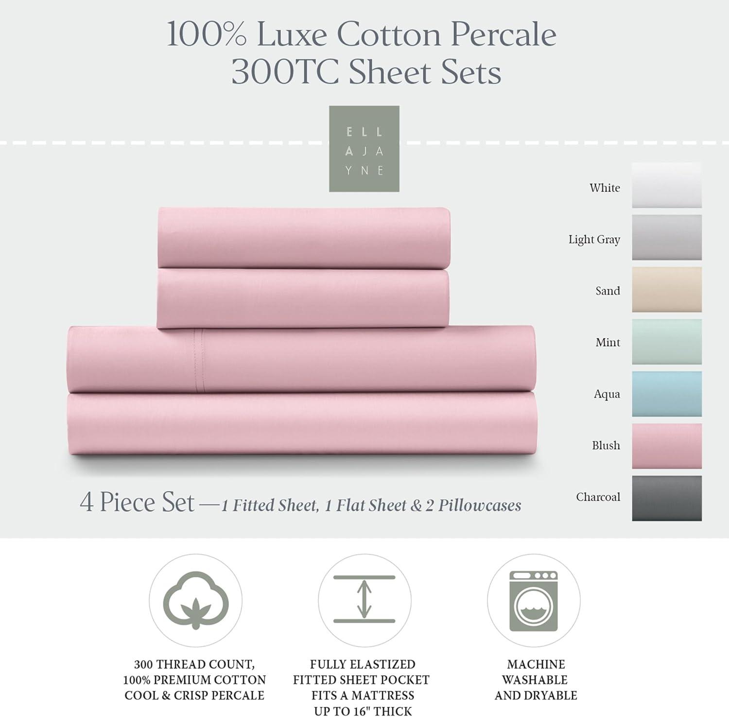 Ella Jayne Home 100% Cotton Percale Crisp and Cool Sheet Set