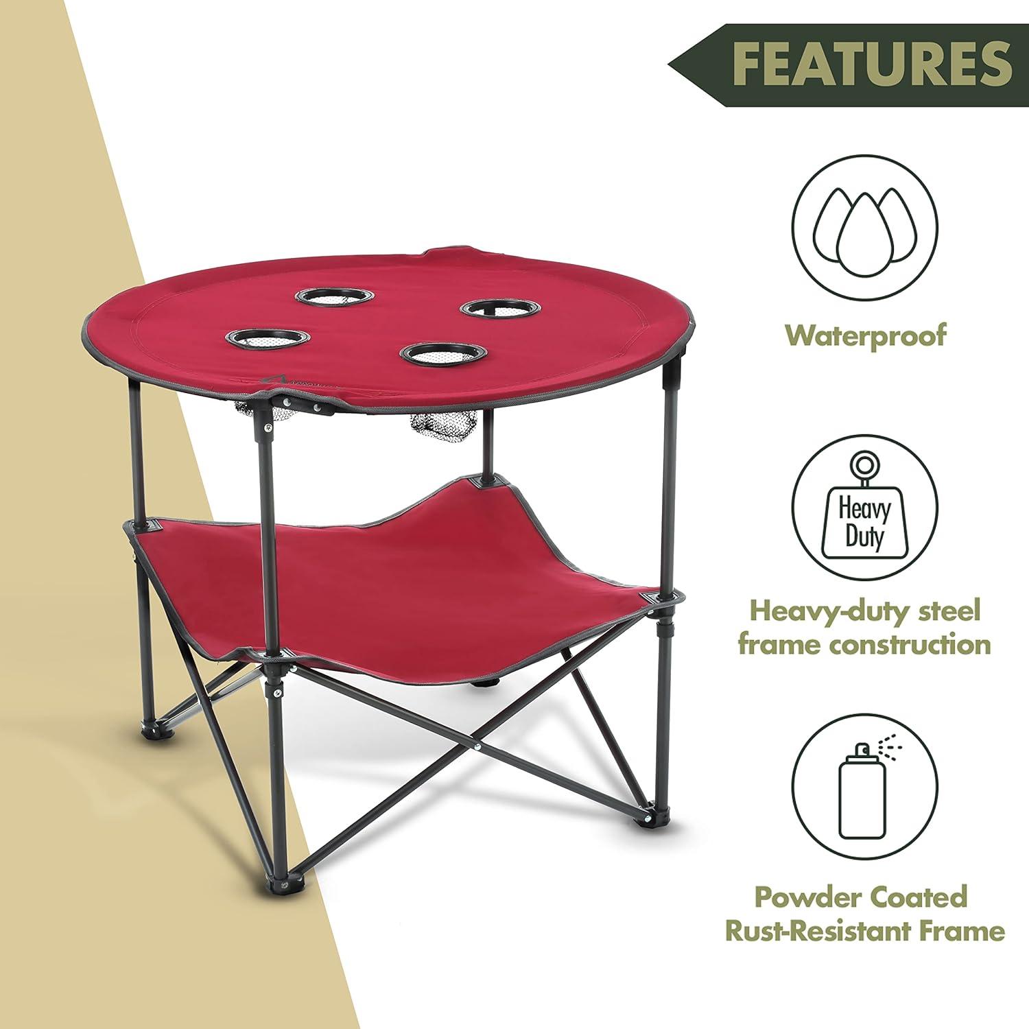 ARROWHEAD Outdoor Round Fabric Outdoor Folding Camping Table