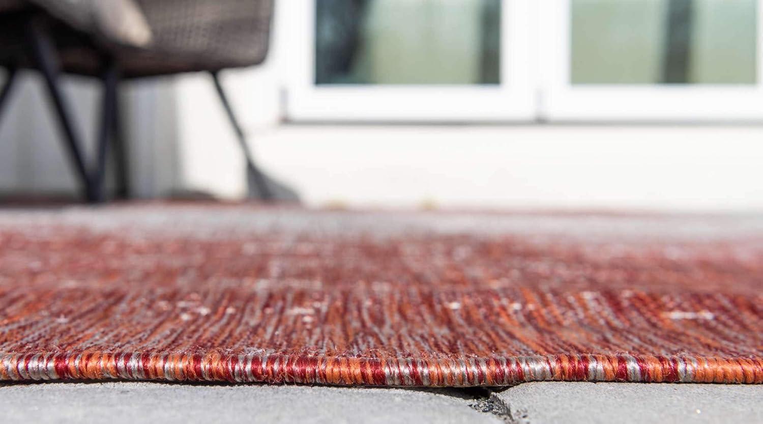 Unique Loom Outdoor Modern Collection Area Rug - Ombre (4' 1" x 6' 1" Rectangle Rust Red/Gray)