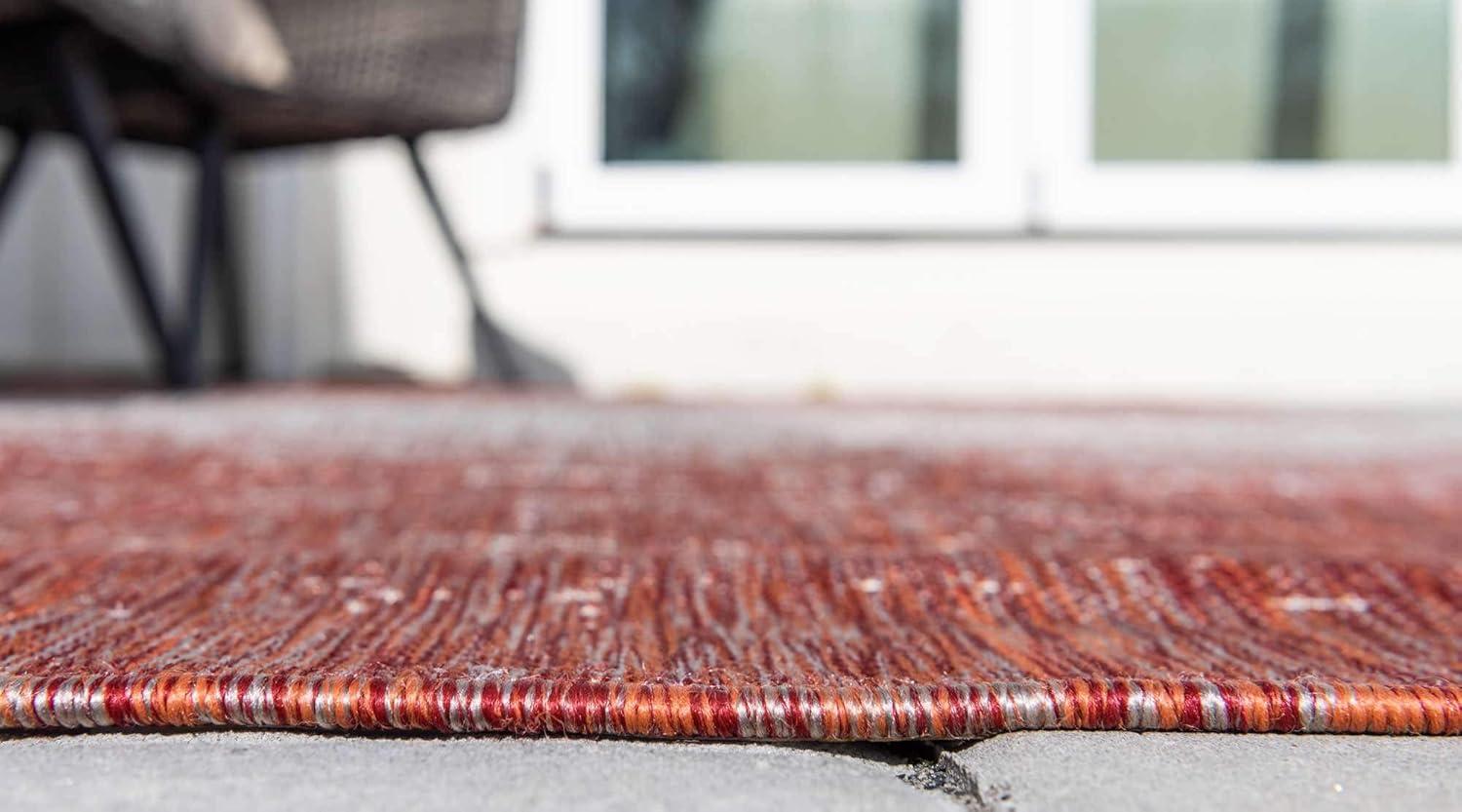 Unique Loom 5' 1 x 8' 0 Rectangle Indoor/Outdoor Modern Rust Red Area Rug