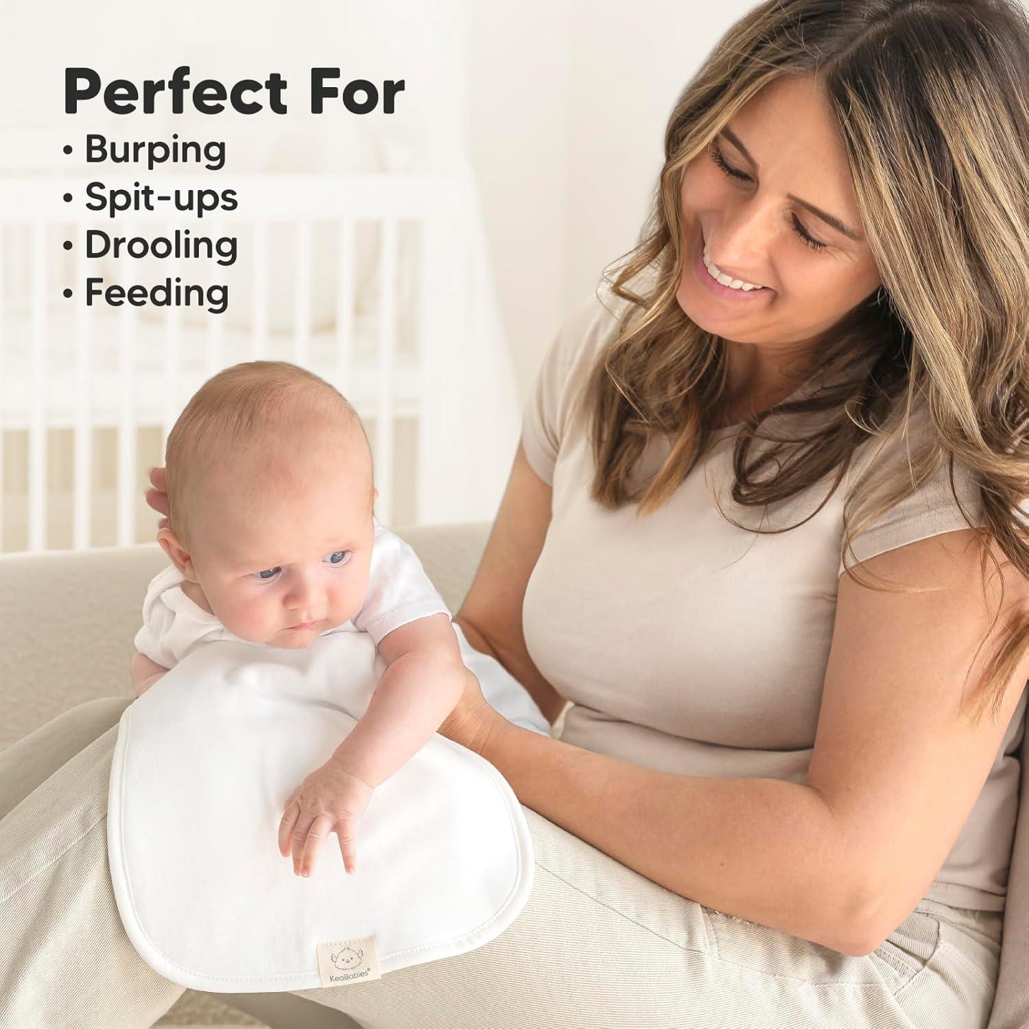 KeaBabies 5pk Urban Baby Burp Cloths, Organic Burping Cloth for Babies, Burp Rags for Baby Girls, Boys (Soft White)