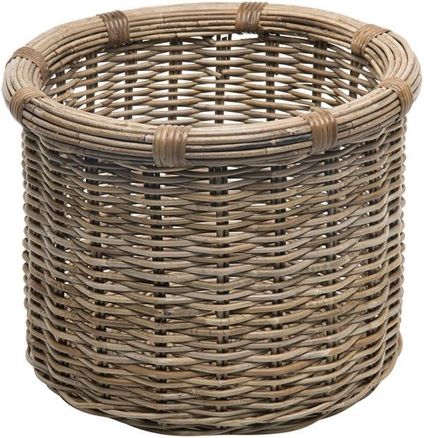 Gray-Brown Round Rattan Storage Basket