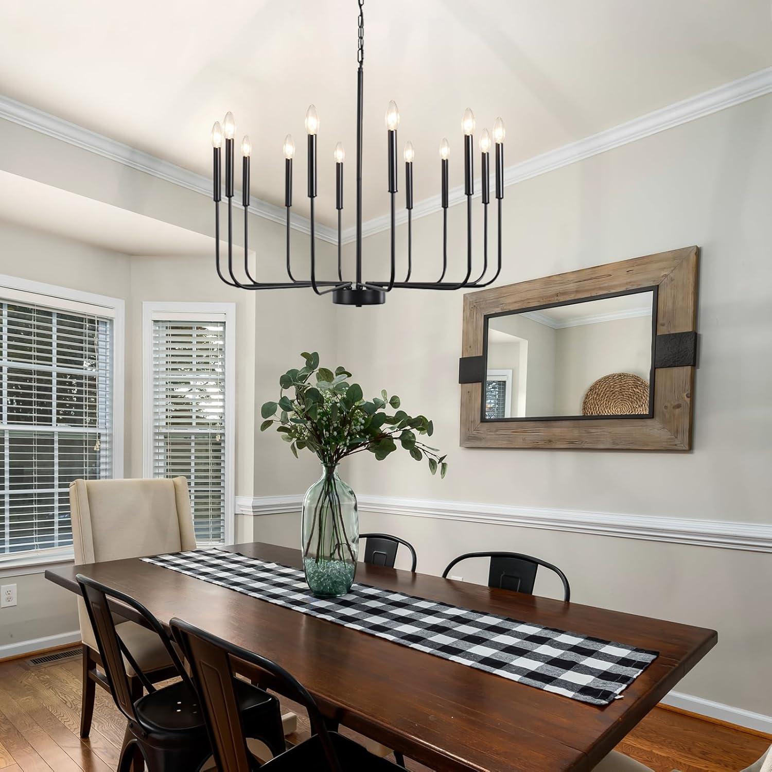 16-Lights Wagon Wheel Chandelier 47 Inch Black Farmhouse Chandelier Large Chandeliers for High Ceilings Round Modern Farmhouse Chandeliers Ceiling Light for Living Room Dining Room Foyer Entryway