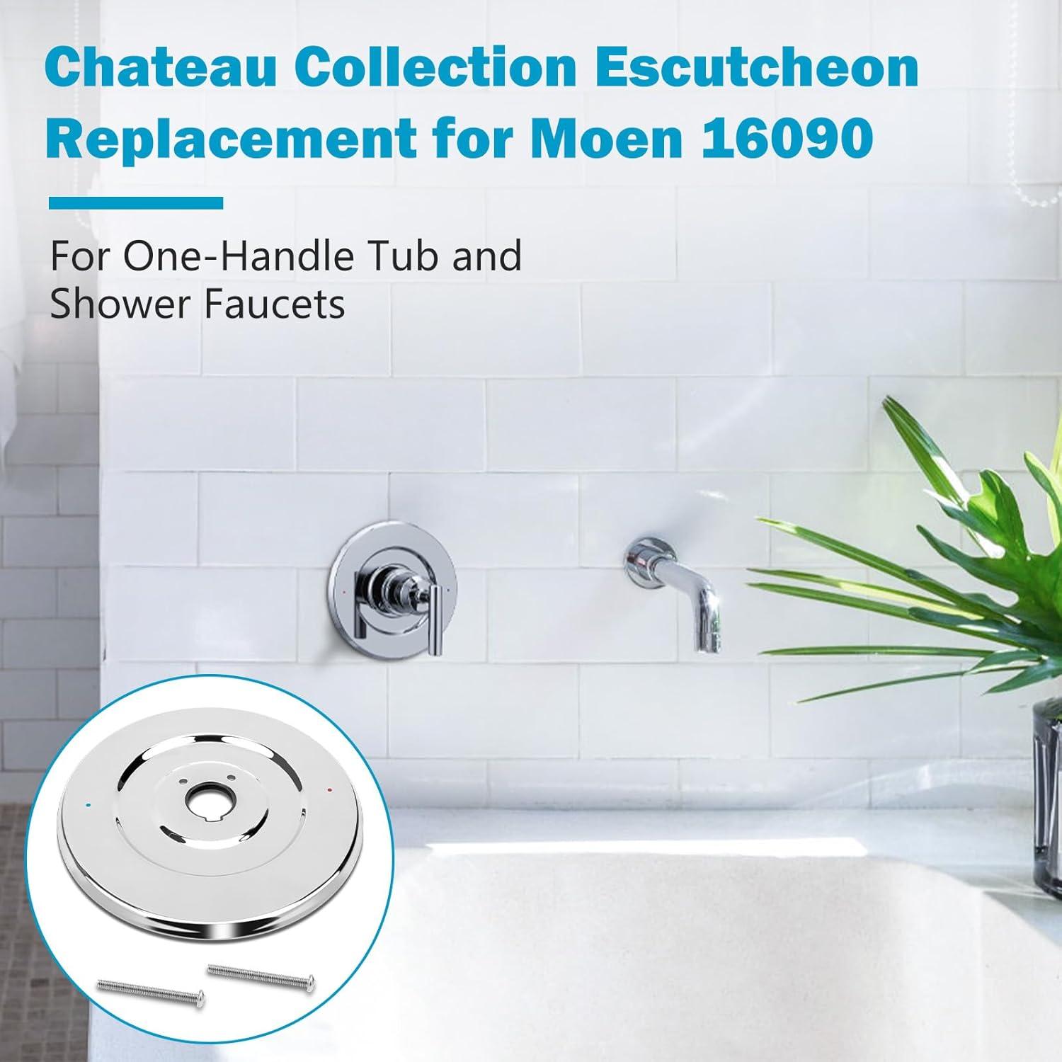 Chrome Escutcheon Plate for Single-Handle Tub and Shower Valves